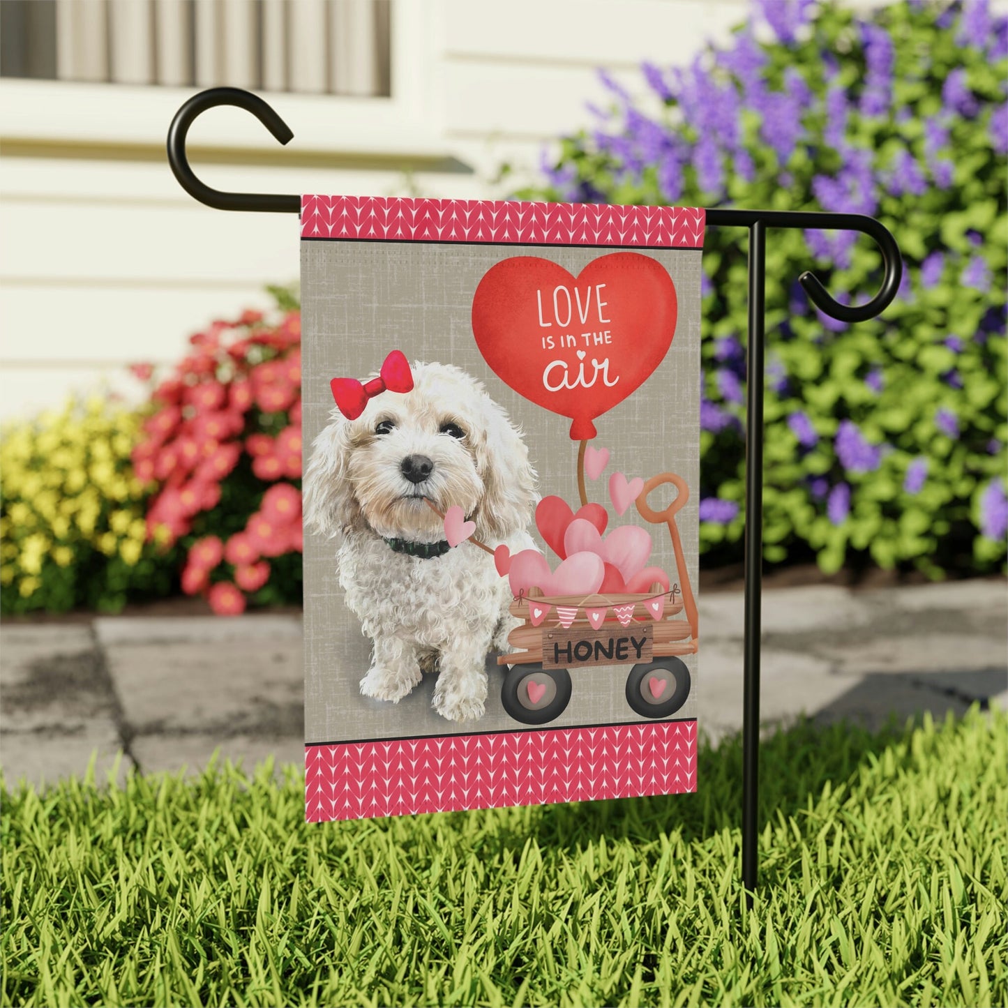 Personalized Cavapoo - Maltipoo, Mini Doodle (GIRL)Valentine Garden Flag, Doodle Mom Dad Gift, Double-sided, Stand Not Included