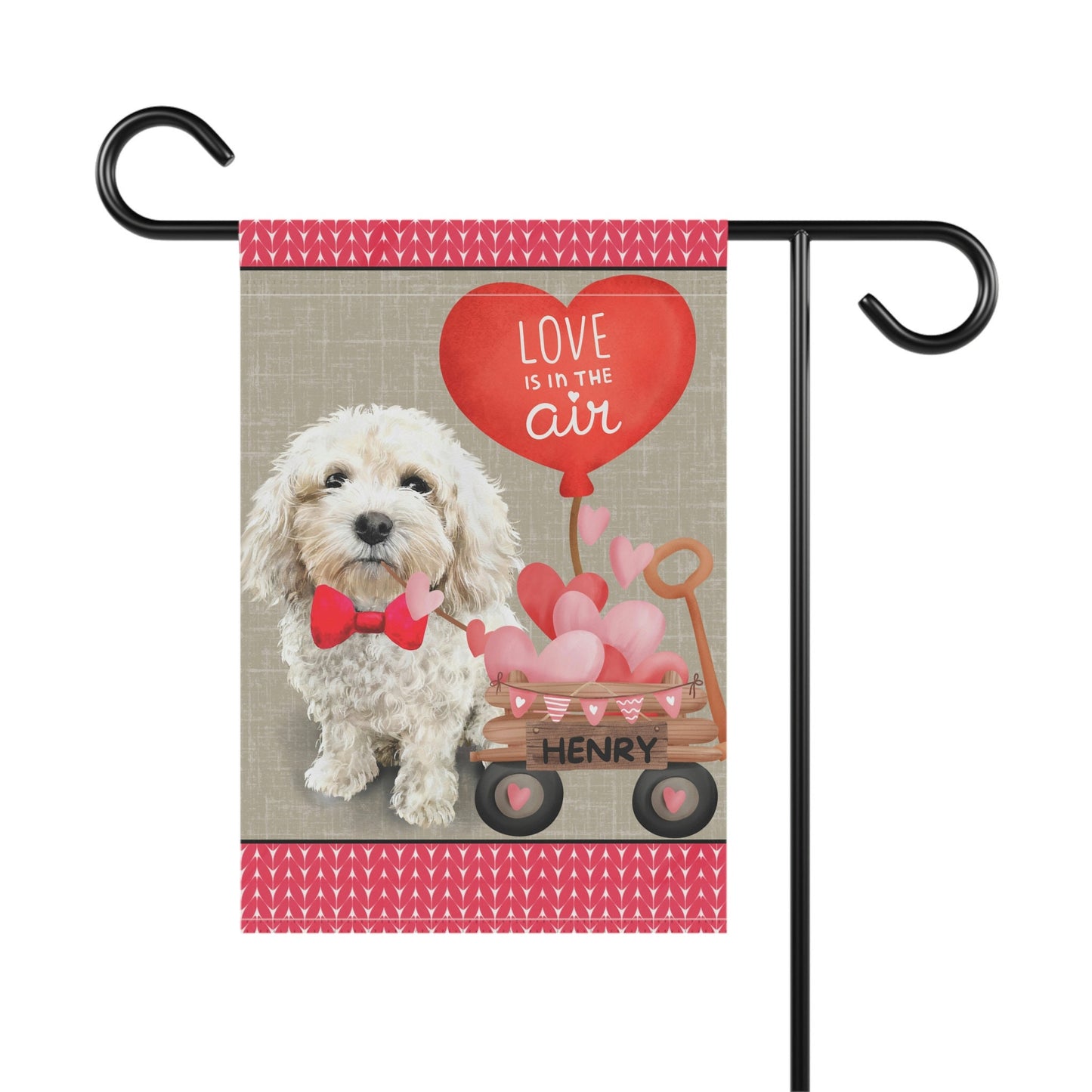 Personalized Cavapoo - Maltipoo, Mini Doodle (BOY)Valentine Garden Flag, Doodle Mom Dad Gift, Double-sided, Stand Not Included