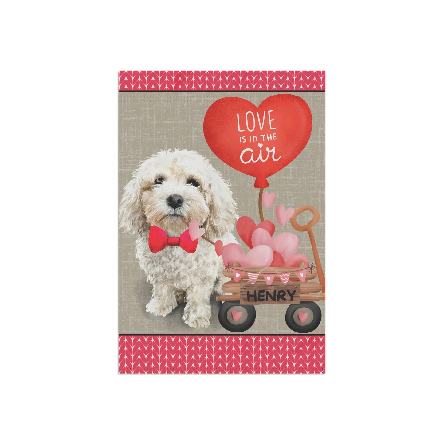 Personalized Cavapoo - Maltipoo, Mini Doodle (BOY)Valentine Garden Flag, Doodle Mom Dad Gift, Double-sided, Stand Not Included