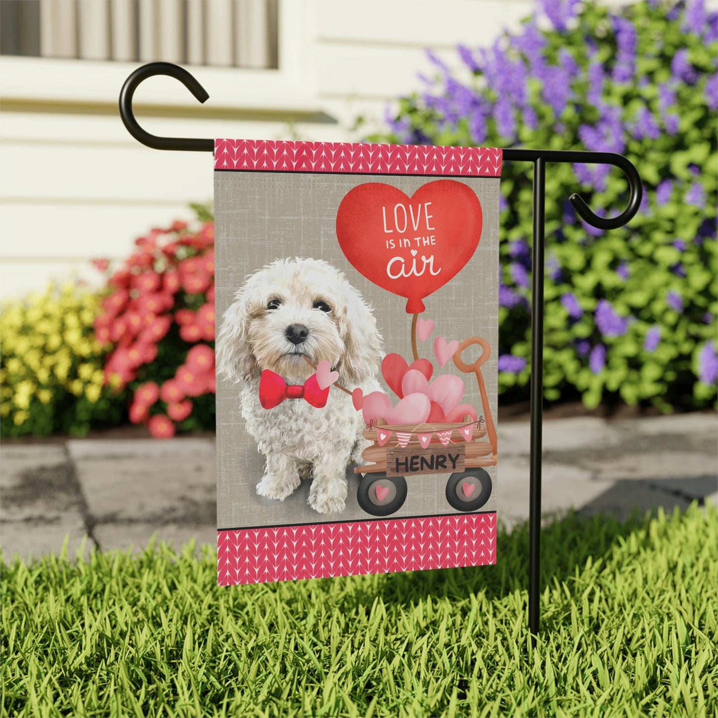 Personalized Cavapoo - Maltipoo, Mini Doodle (BOY)Valentine Garden Flag, Doodle Mom Dad Gift, Double-sided, Stand Not Included