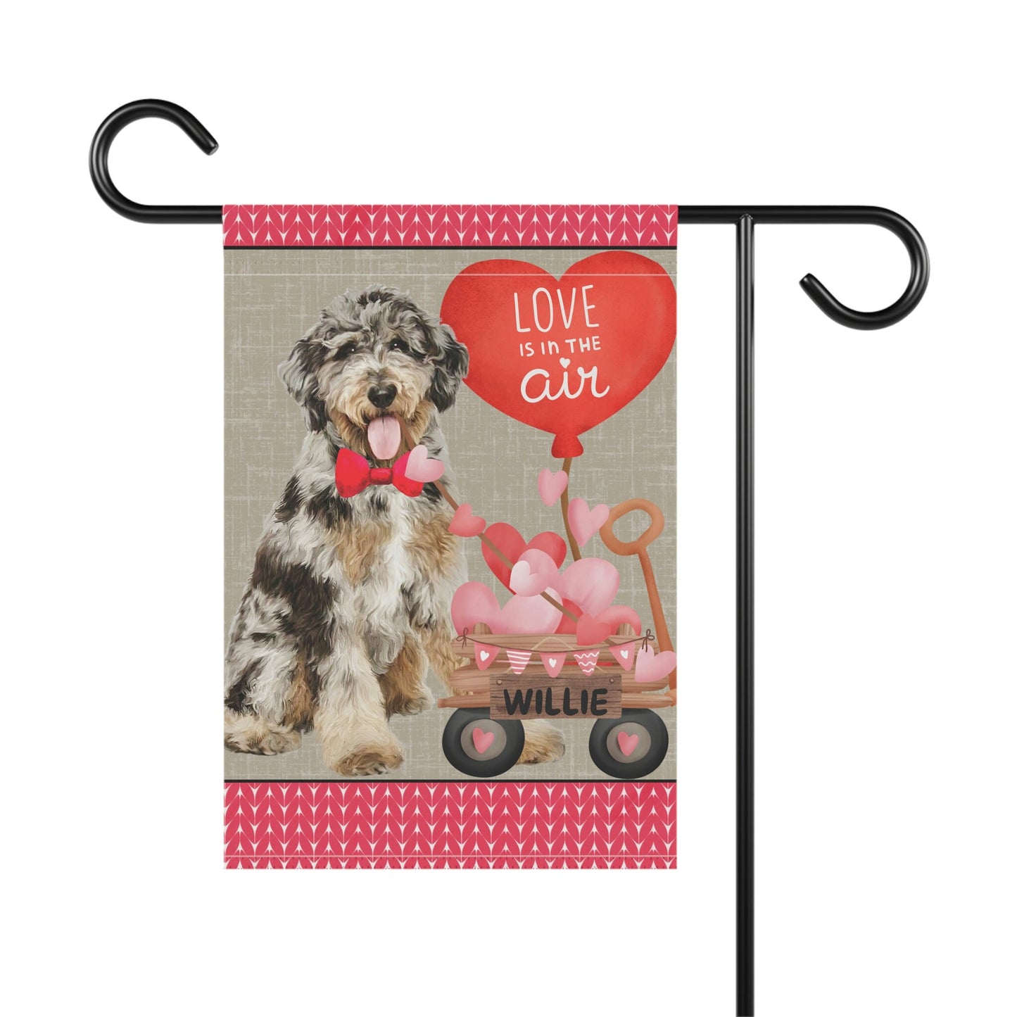 Personalized Merle Doodle Dog (BOY)Valentine Garden Flag - Fun Gift for Doodle Moms & Dads, Double-sided Garden Flag, Stand Not In