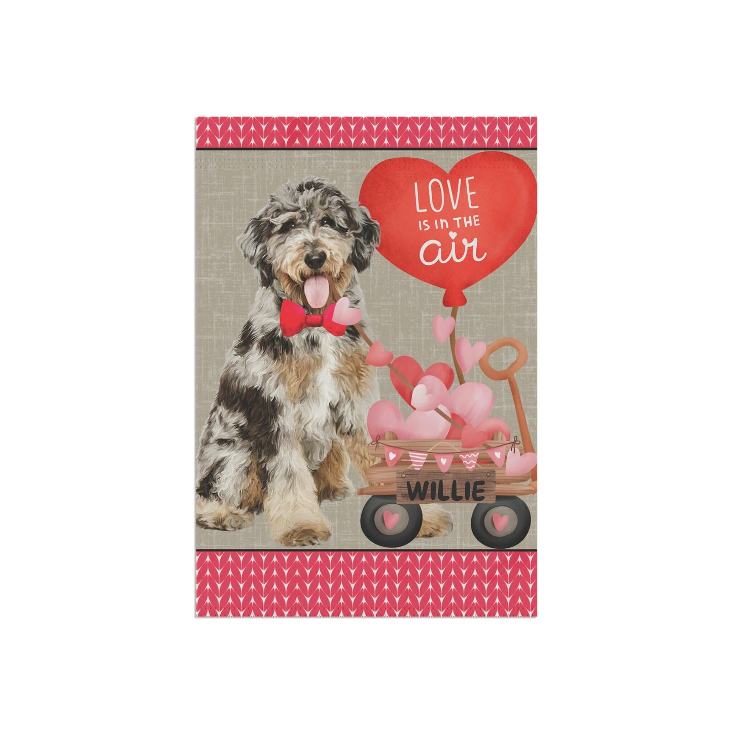 Personalized Merle Doodle Dog (BOY)Valentine Garden Flag - Fun Gift for Doodle Moms & Dads, Double-sided Garden Flag, Stand Not In