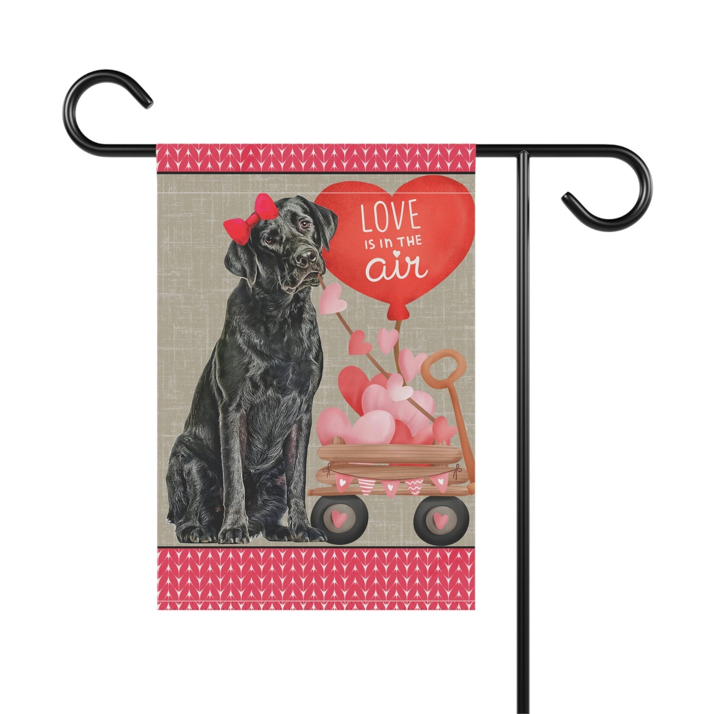 Personalized Black Labrador Retriever (girl) Valentine Garden Flag - Labrador Retriever  Mom or Dad Gift, Double-sided, Stand Not