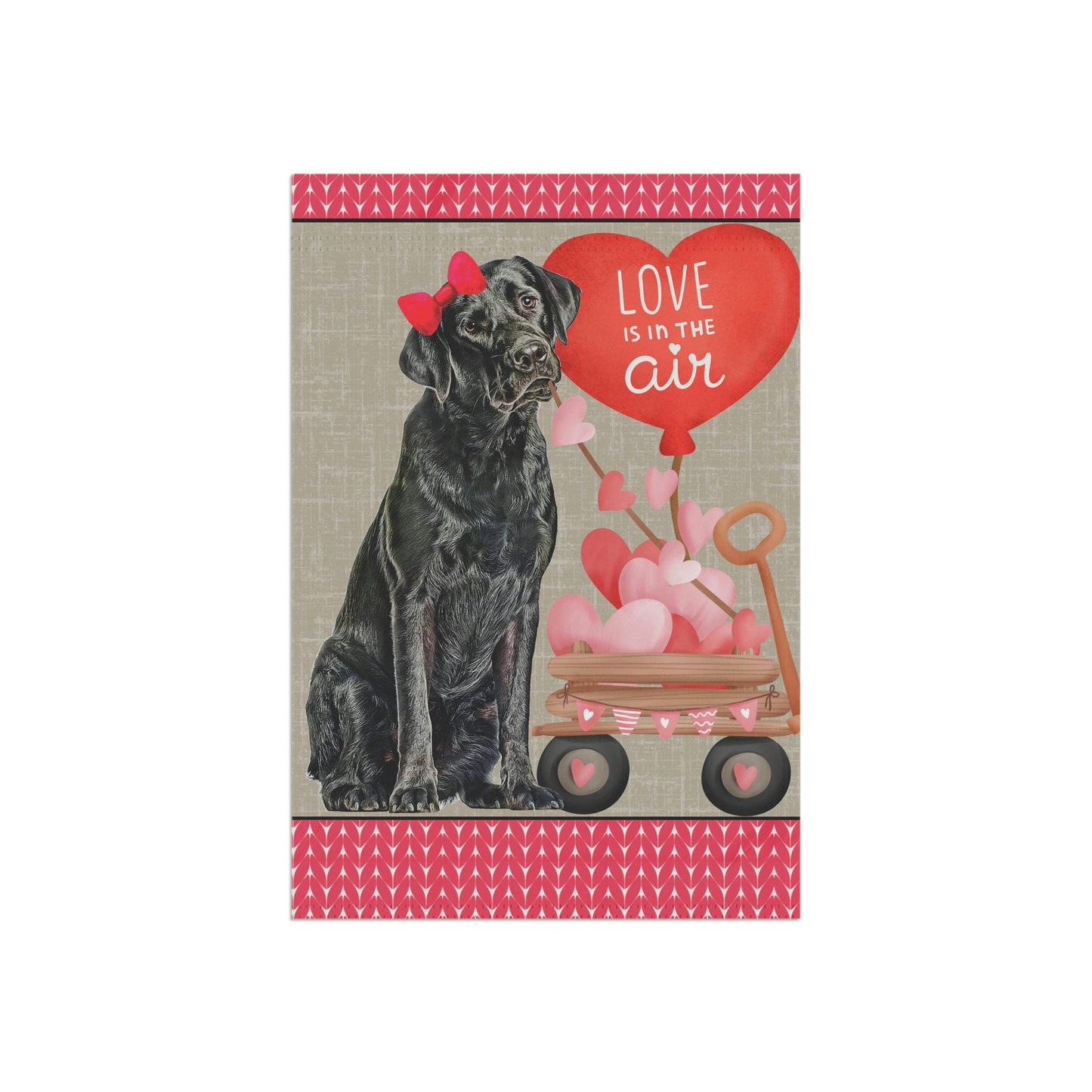 Personalized Black Labrador Retriever (girl) Valentine Garden Flag - Labrador Retriever  Mom or Dad Gift, Double-sided, Stand Not