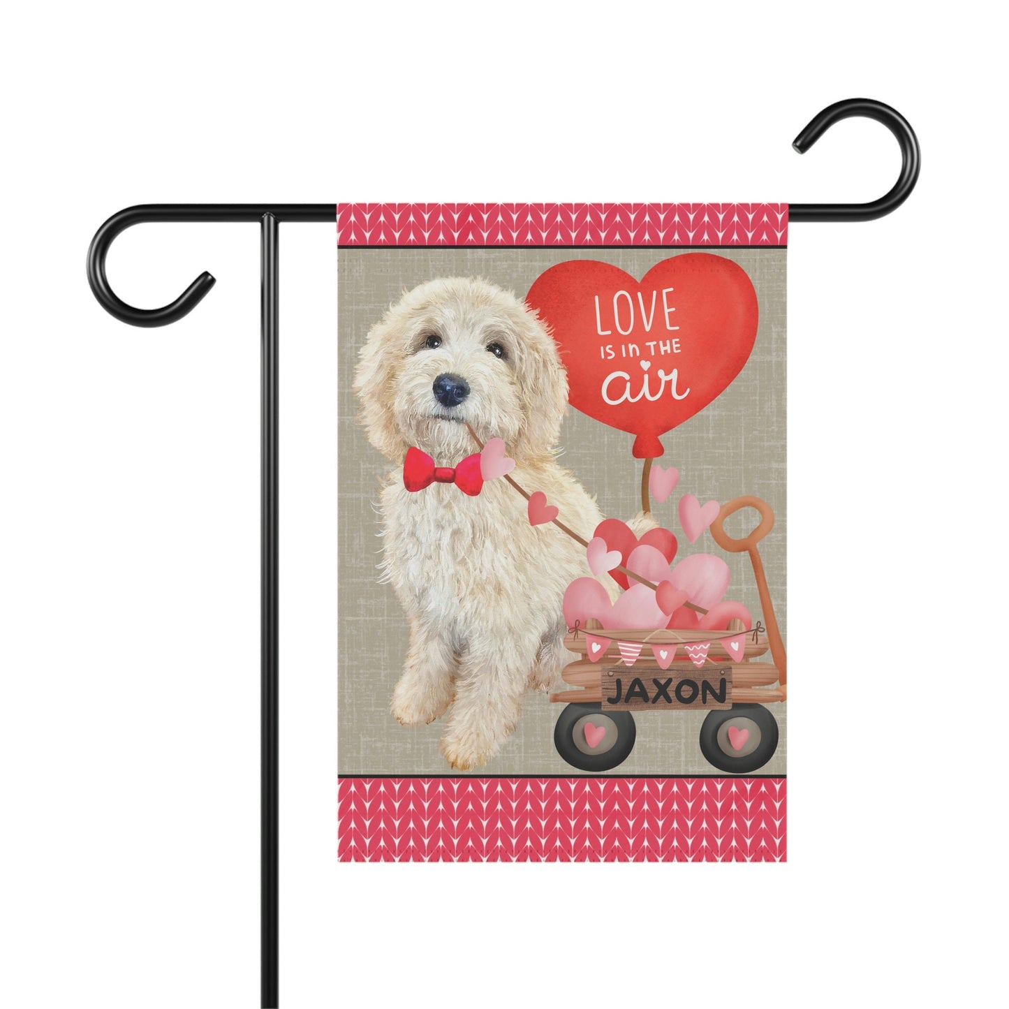 Personalized Light Blonde Doodle Dog (BOY)Valentine Garden Flag - Doodle Mom & Dad Gift, Double-sided Garden Flag, Stand Not Inclu