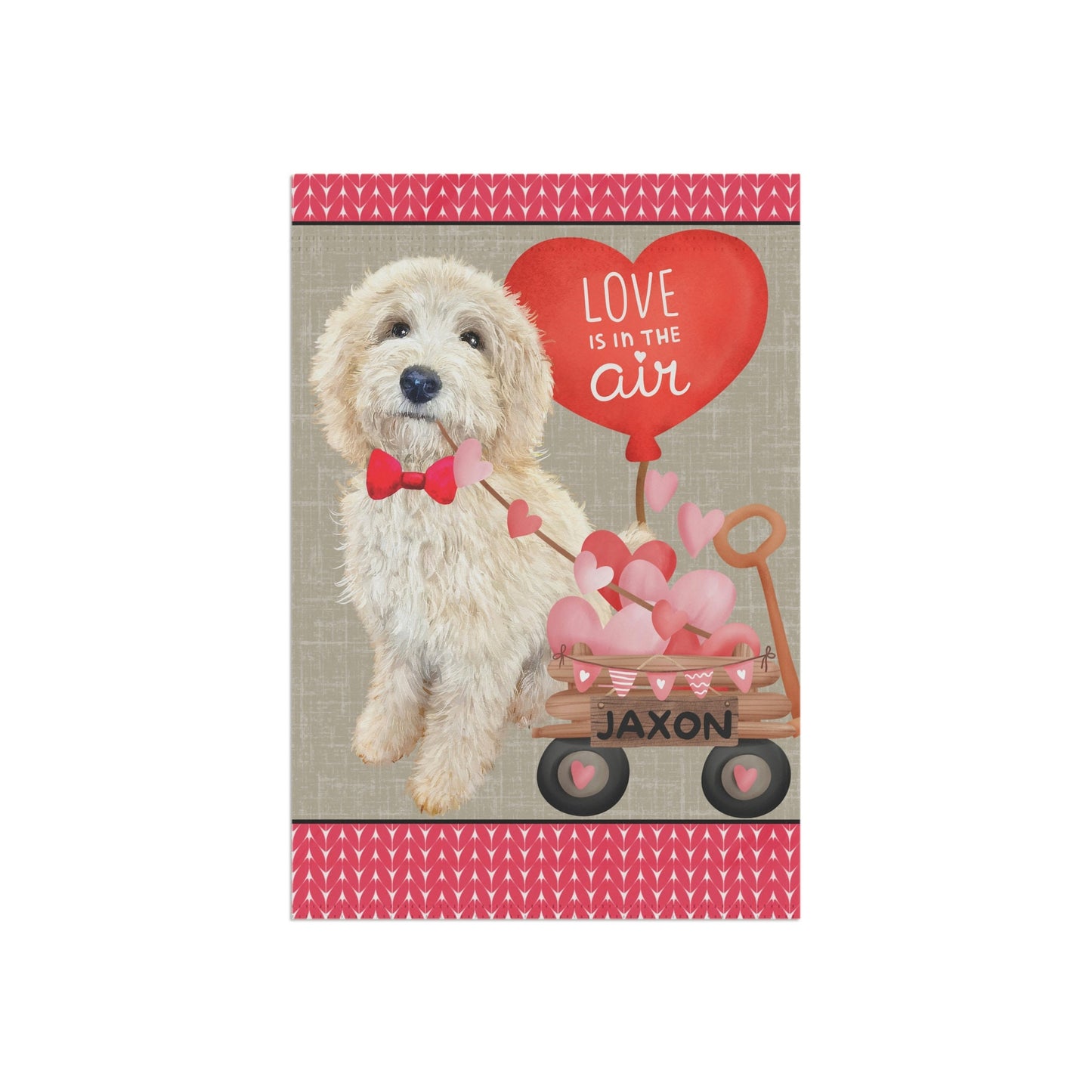 Personalized Light Blonde Doodle Dog (BOY)Valentine Garden Flag - Doodle Mom & Dad Gift, Double-sided Garden Flag, Stand Not Inclu