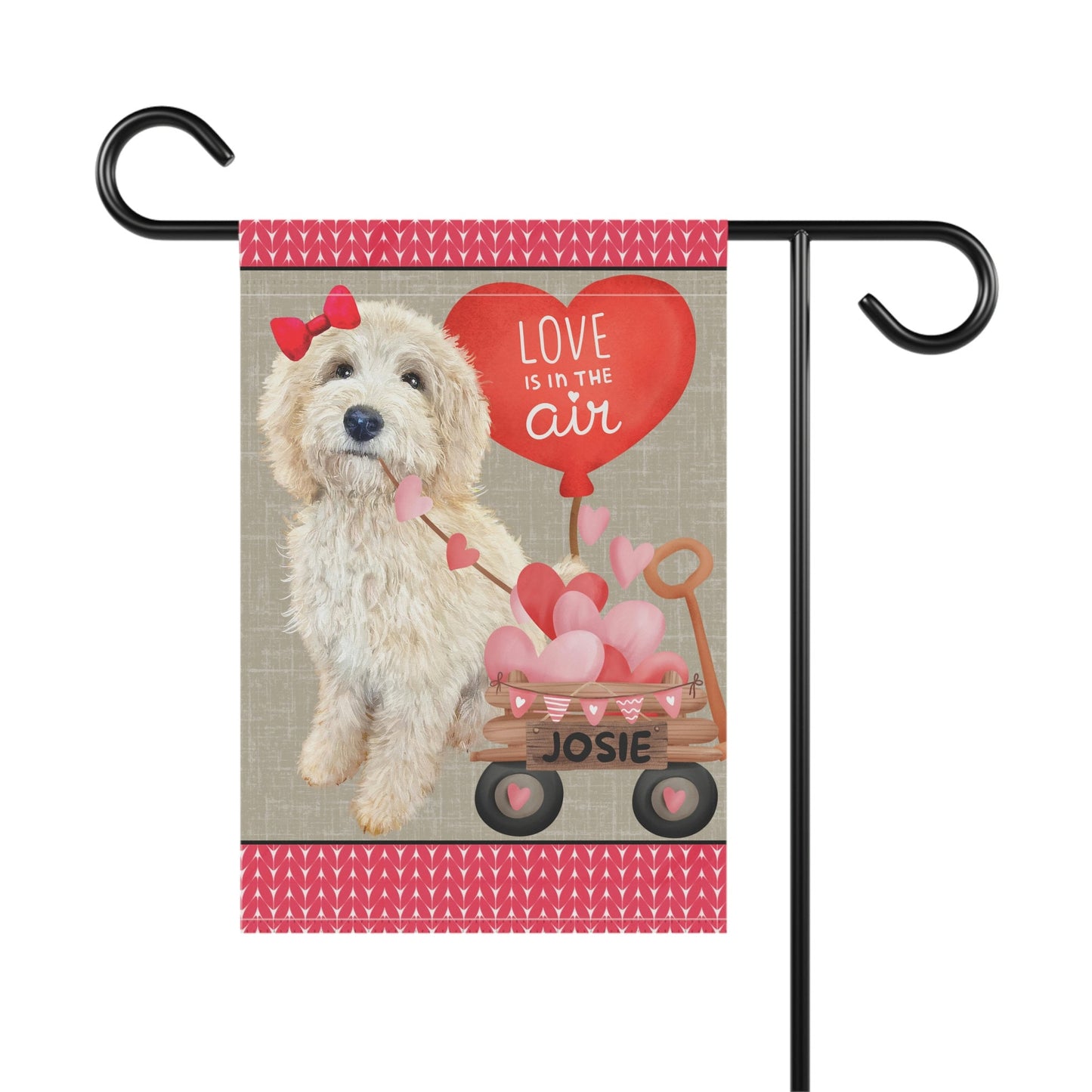 Personalized Light Blonde Doodle Dog (GIRL)Valentine Garden Flag - Doodle Mom & Dad Gift, Double-sided Garden Flag, Stand Not Inlu