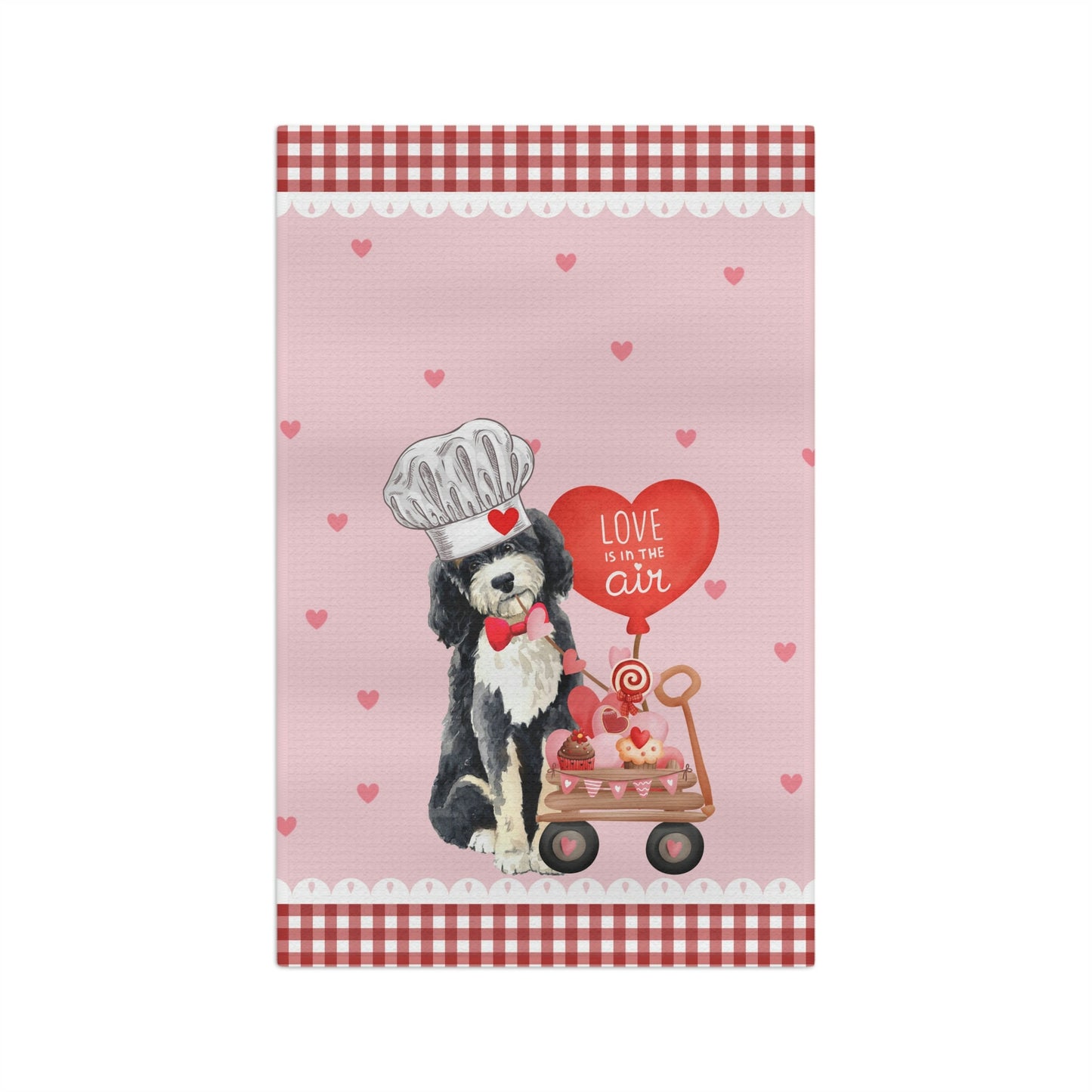 Valentine Bernedoodle (boy) Kitchen Towel - Doodle Lover Mom Or Dad Gift, Boutique Style Doodle Tea Towel, Soft Waffle Weave