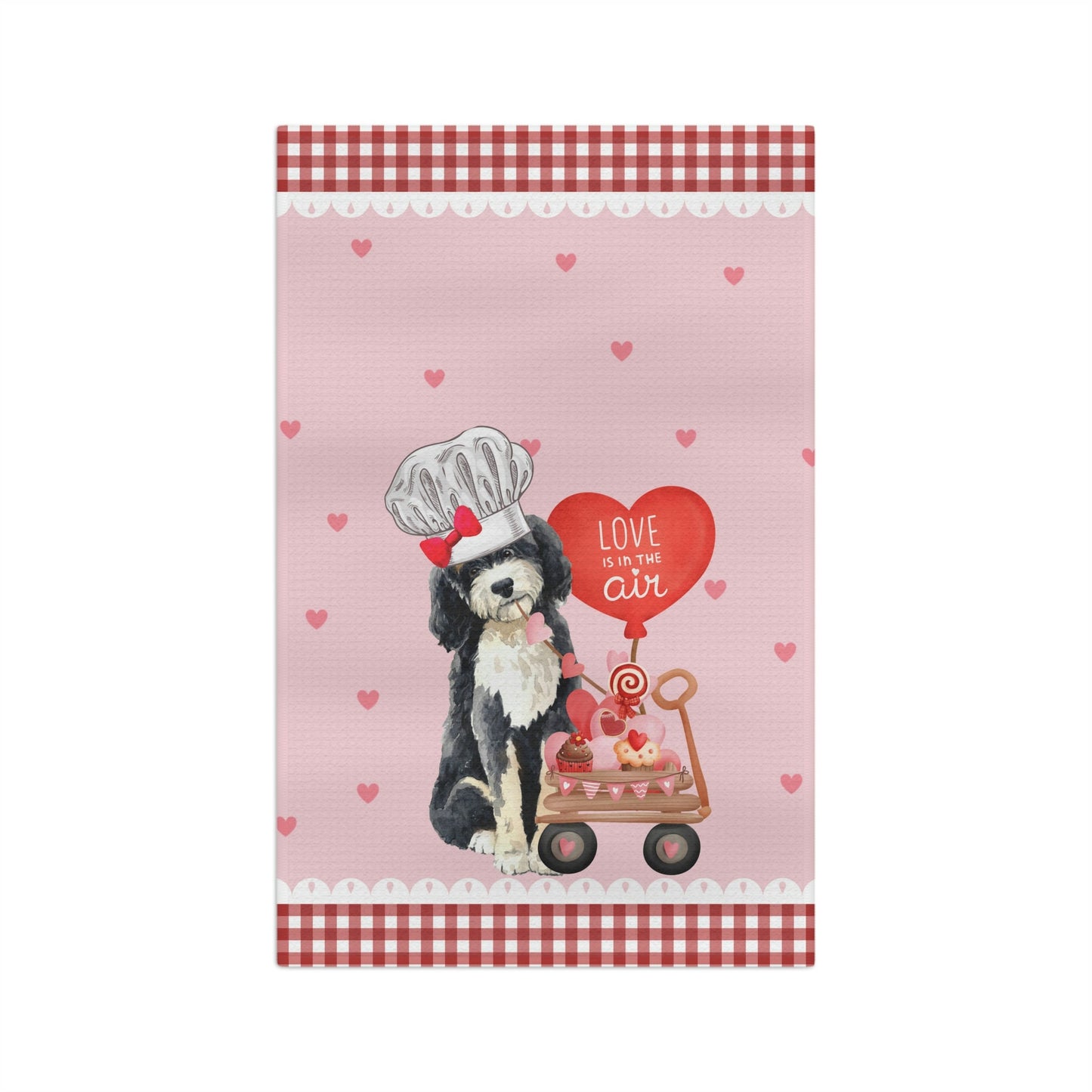 Valentine Bernedoodle (Girl) Kitchen Towel - Doodle Lover Mom Or Dad Gift, Boutique Style Doodle Tea Towel, Soft Waffle Weave