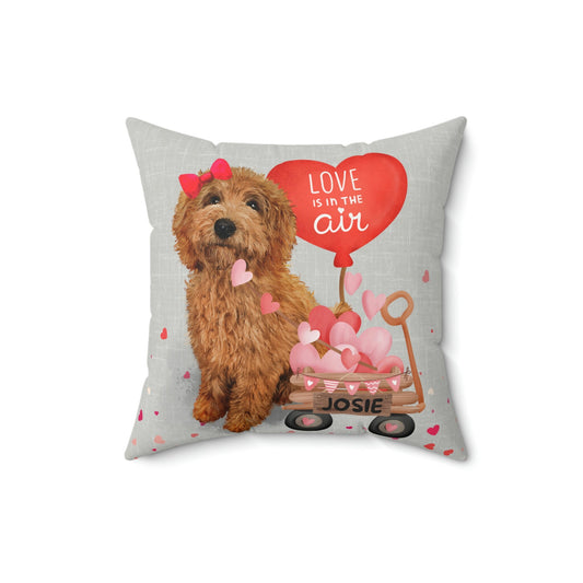 Personalized Apricot Red Doodle (GIRL)Valentine's Day Pillow - Boutique Style Valentine Gift for Doodle Dog Mom, Pillow and Insert