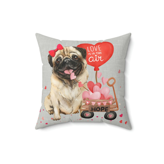 Personalized Pug (GIRL)Valentine's Day Pillow - Boutique Style Valentine Gift for Pug Dog Mom, Pillow and Cover Included