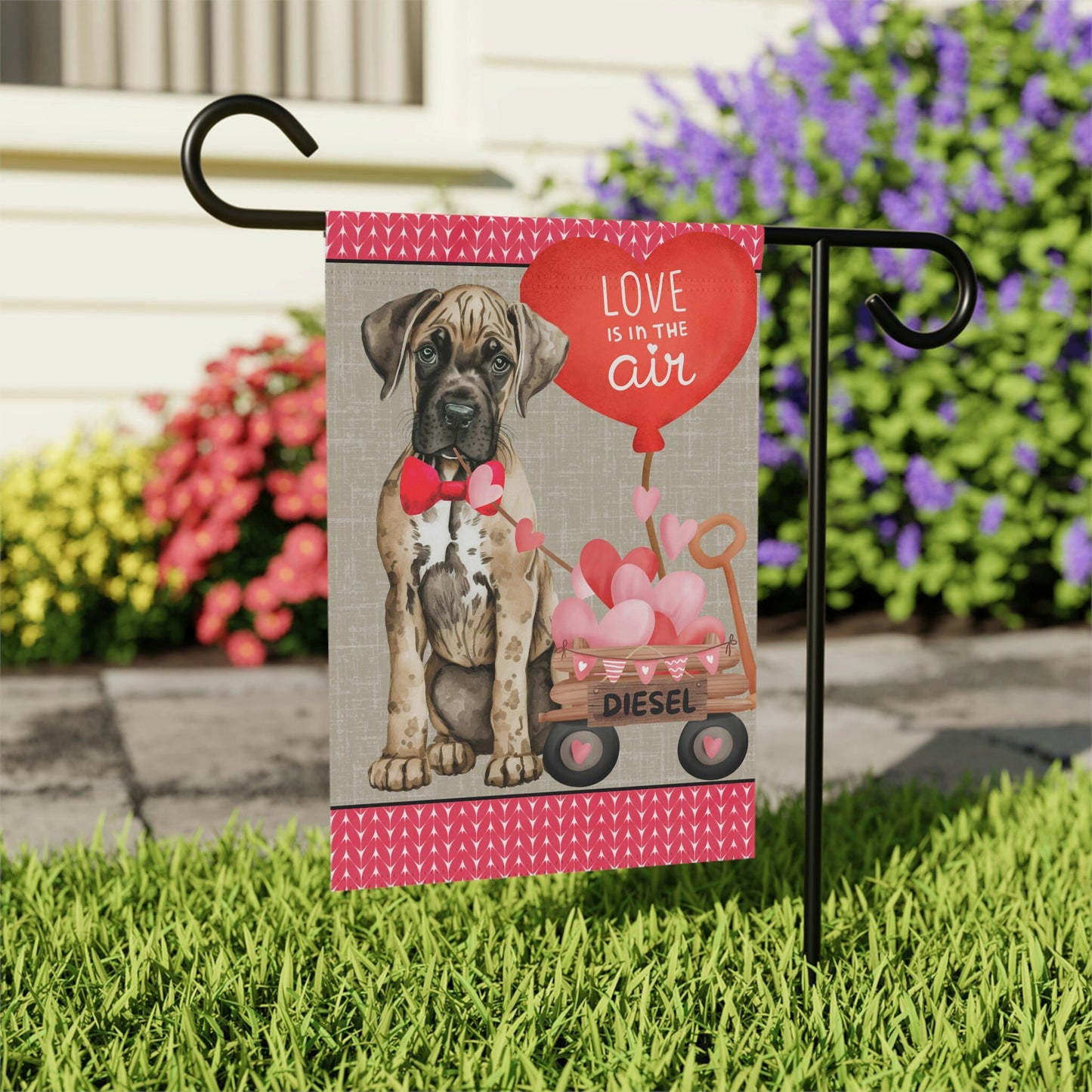 Great Dane Dog (BOY)Valentine Garden Flag - Great Dane Mom & Dad Gift, Double-sided Garden Flag, Stand Not Inluded