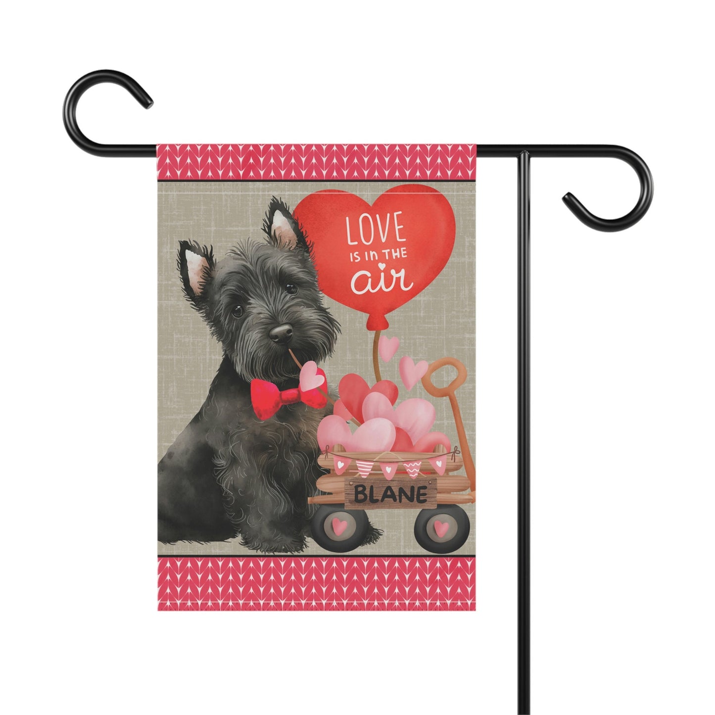 Black Scottish Terrier Dog (BOY)Valentine Garden Flag - Scottish Terrier Mom & Dad Gift, Double-sided Garden Flag, Stand Not Inlud