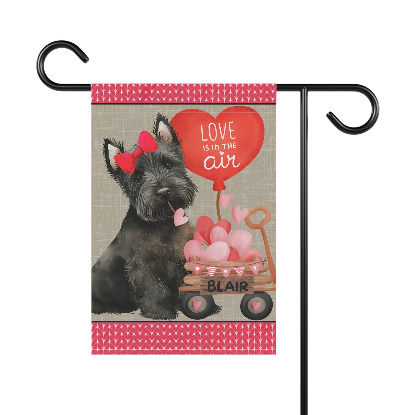 Black Scottish Terrier Dog (GIRL)Valentine Garden Flag - Scottish Terrier Mom & Dad Gift, Double-sided Garden Flag, Stand Not Inlu