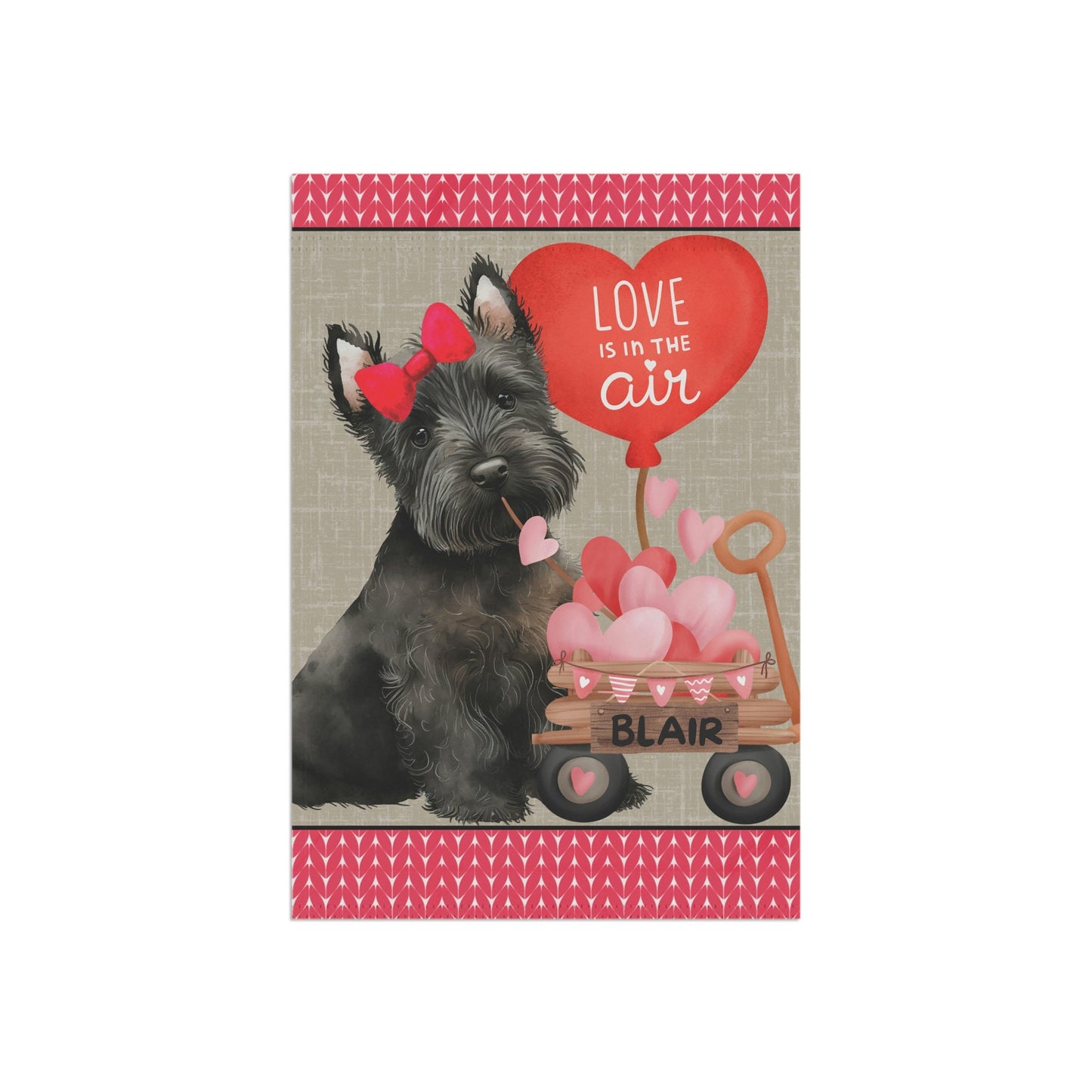 Black Scottish Terrier Dog (GIRL)Valentine Garden Flag - Scottish Terrier Mom & Dad Gift, Double-sided Garden Flag, Stand Not Inlu