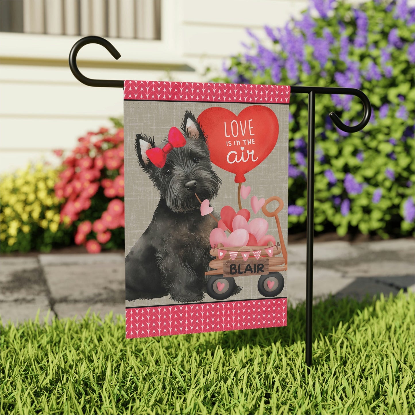 Black Scottish Terrier Dog (GIRL)Valentine Garden Flag - Scottish Terrier Mom & Dad Gift, Double-sided Garden Flag, Stand Not Inlu