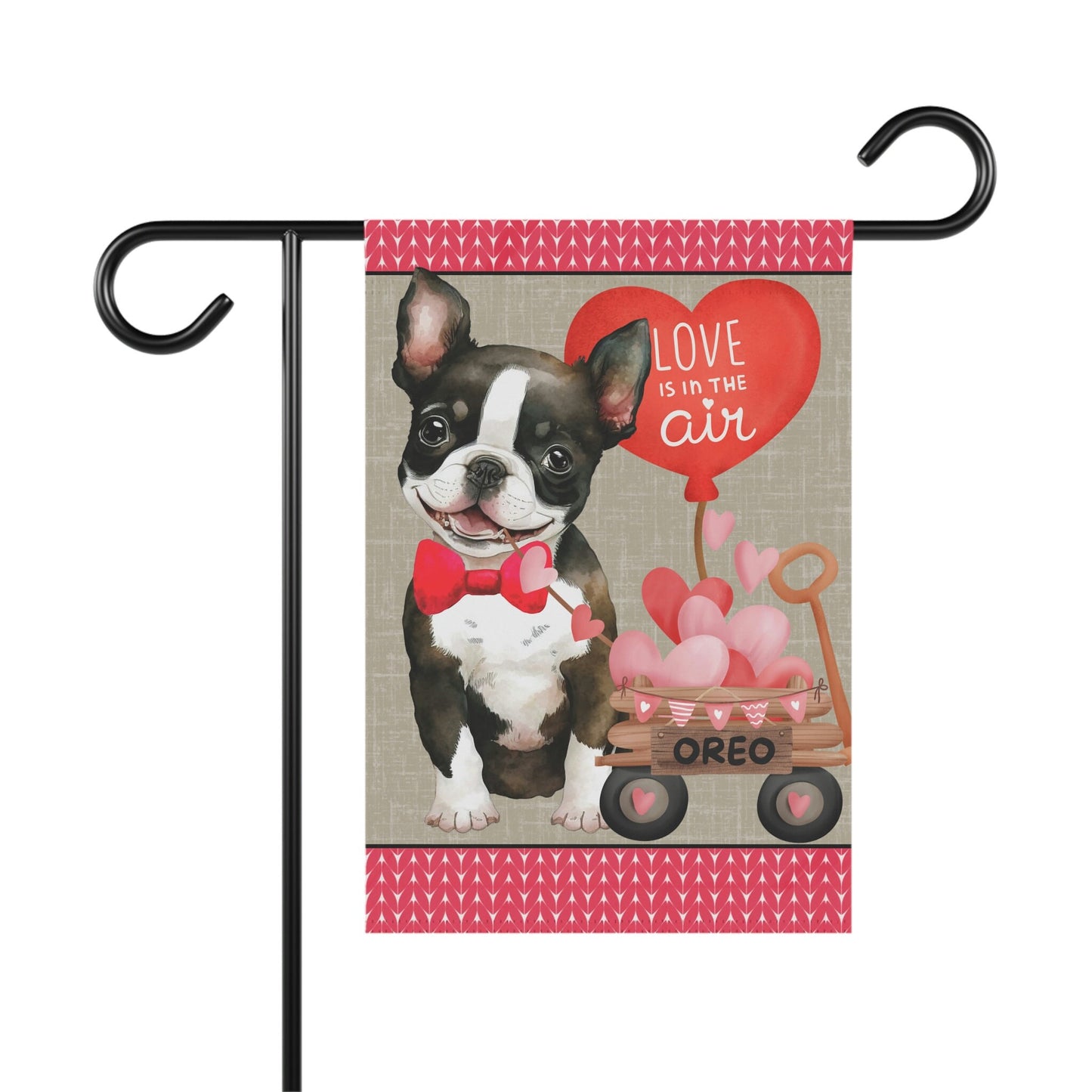 BostonTerrier Dog (BOY)Valentine Garden Flag - Boston Terrier Mom & Dad Gift, Double-sided Garden Flag, Stand Not Inluded