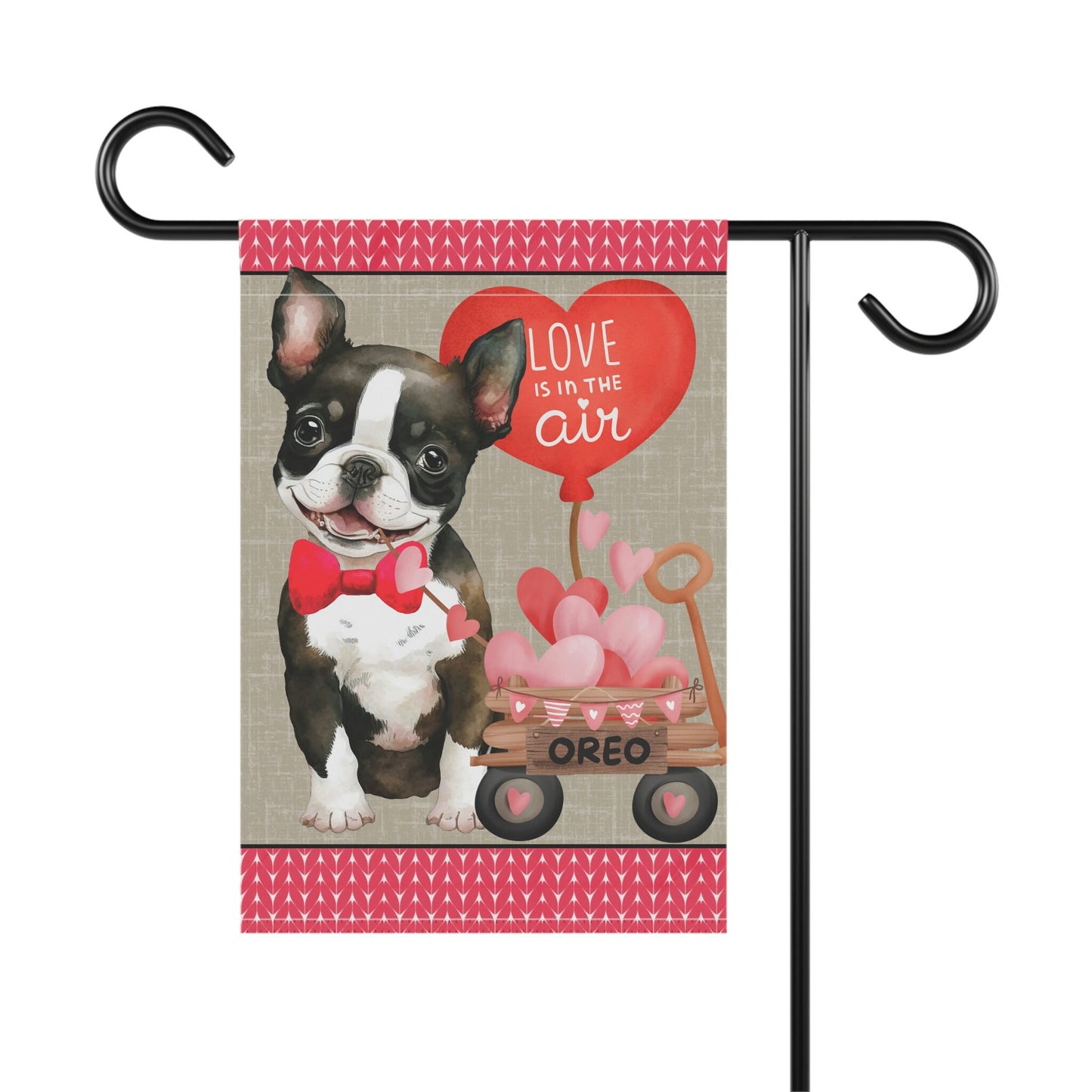 BostonTerrier Dog (BOY)Valentine Garden Flag - Boston Terrier Mom & Dad Gift, Double-sided Garden Flag, Stand Not Inluded