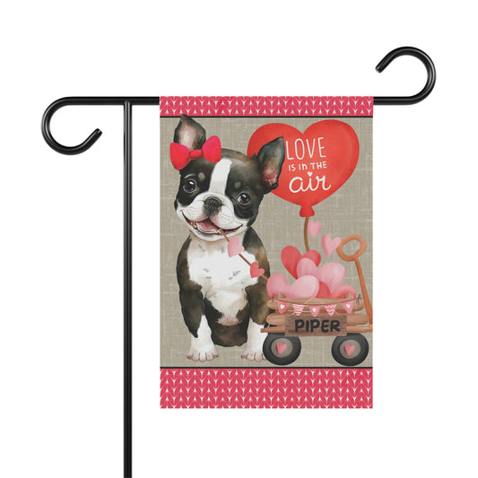 BostonTerrier Dog (GIRL)Valentine Garden Flag - Boston Terrier Mom & Dad Gift, Double-sided Garden Flag, Stand Not Inluded