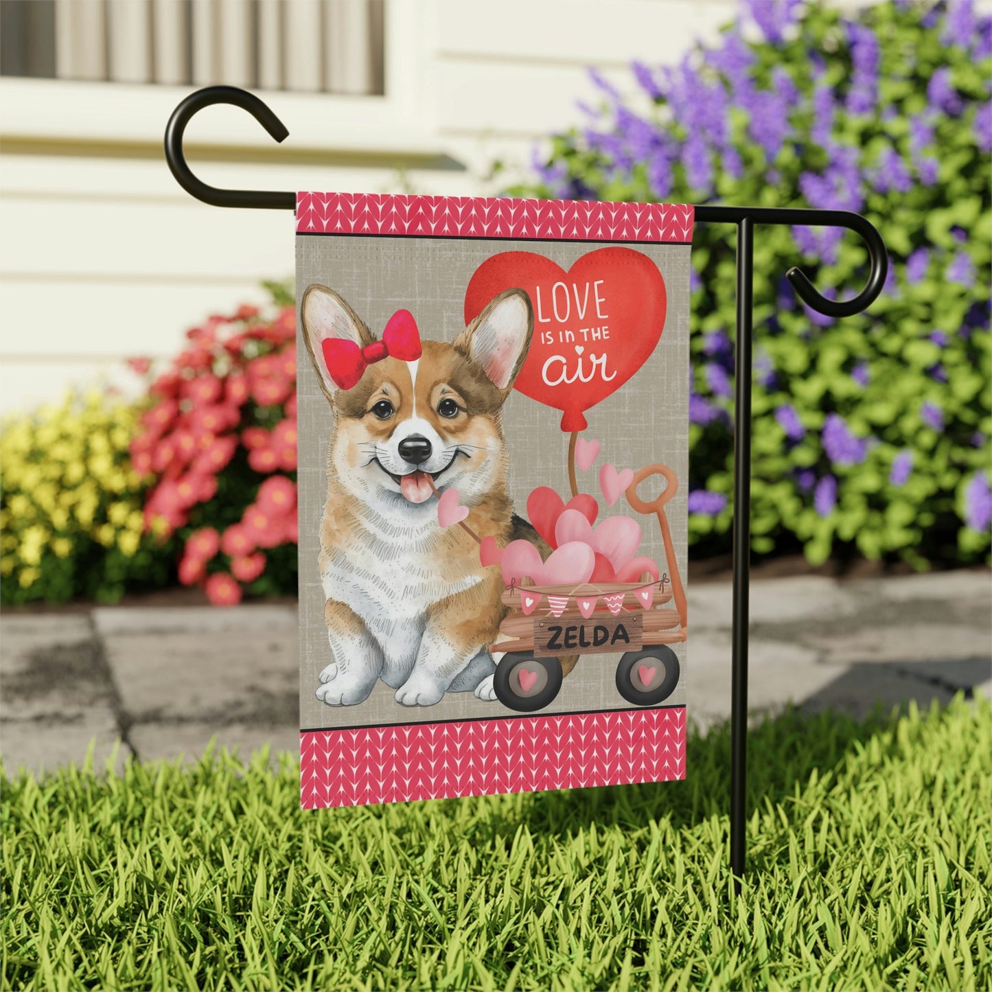 Corgi Dog (GIRL)Valentine Garden Flag - Corgi Mom & Dad Gift, Double-sided Garden Flag, Stand Not Inluded