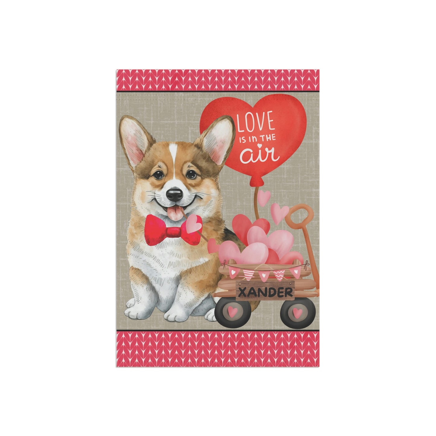 Corgi Dog (boy) Valentine Garden Flag - Corgi Mom & Dad Gift, Double-sided Garden Flag, Stand Not Inluded