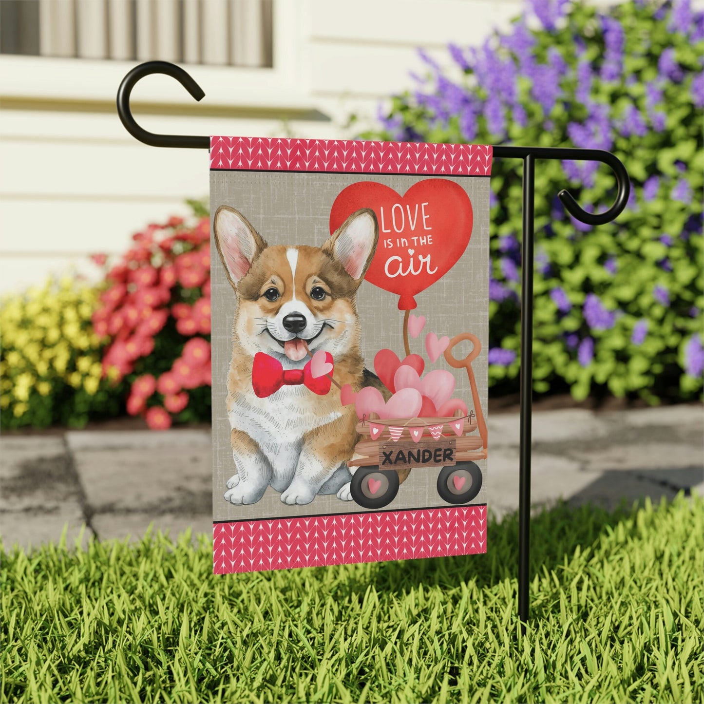 Corgi Dog (boy) Valentine Garden Flag - Corgi Mom & Dad Gift, Double-sided Garden Flag, Stand Not Inluded