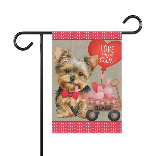 Yorkie Dog (BOY)Valentine Garden Flag - Yorkie Mom & Dad Gift, Yorkshire Terrier Double-sided Garden Flag, Stand Not Inluded