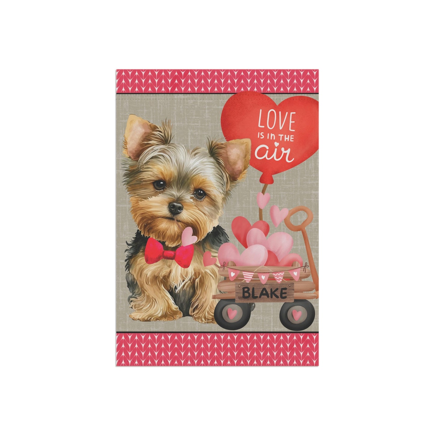 Yorkie Dog (BOY)Valentine Garden Flag - Yorkie Mom & Dad Gift, Yorkshire Terrier Double-sided Garden Flag, Stand Not Inluded