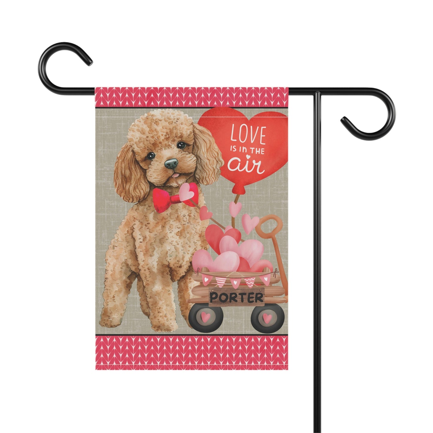 Apricot Poodle Dog (BOY)Valentine Garden Flag - Apricot Poodle Mom & Dad Gift, Double-sided Garden Flag, Stand Not Inluded