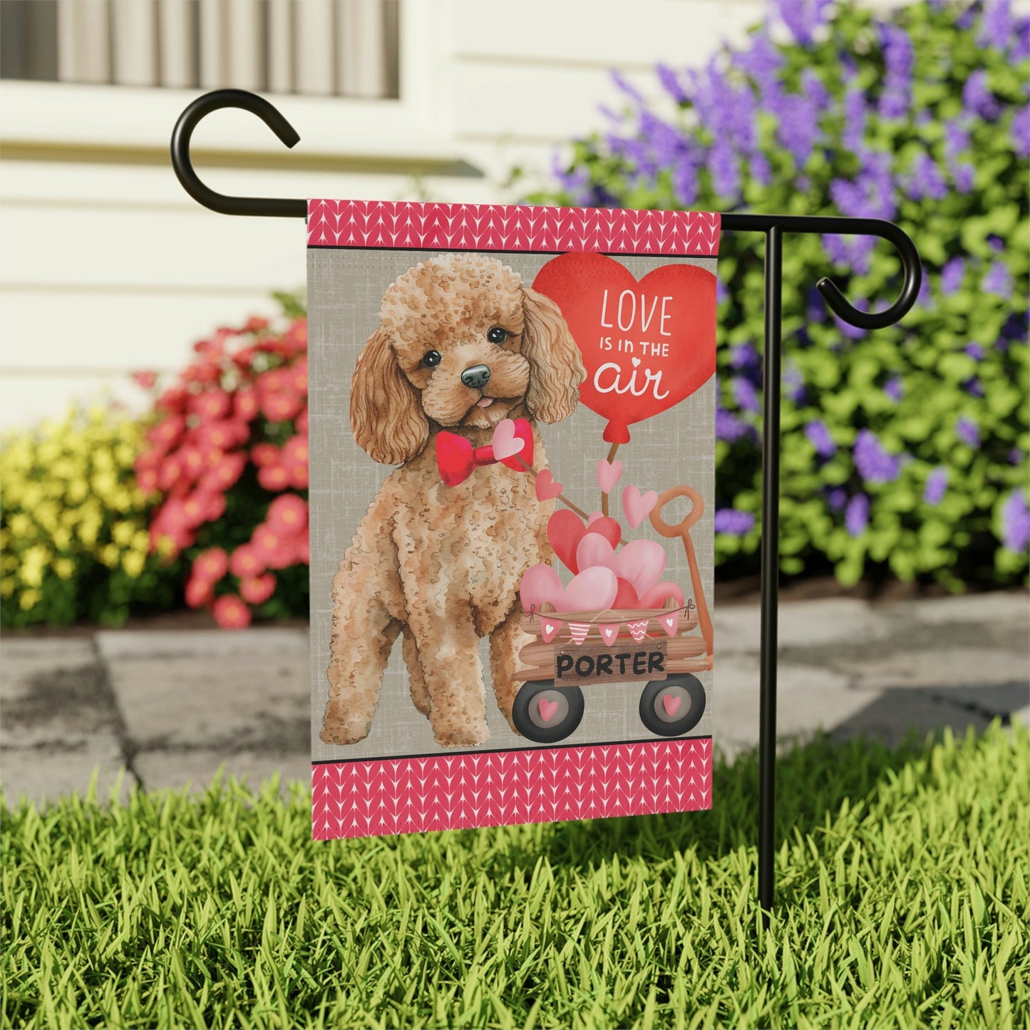 Apricot Poodle Dog (BOY)Valentine Garden Flag - Apricot Poodle Mom & Dad Gift, Double-sided Garden Flag, Stand Not Inluded