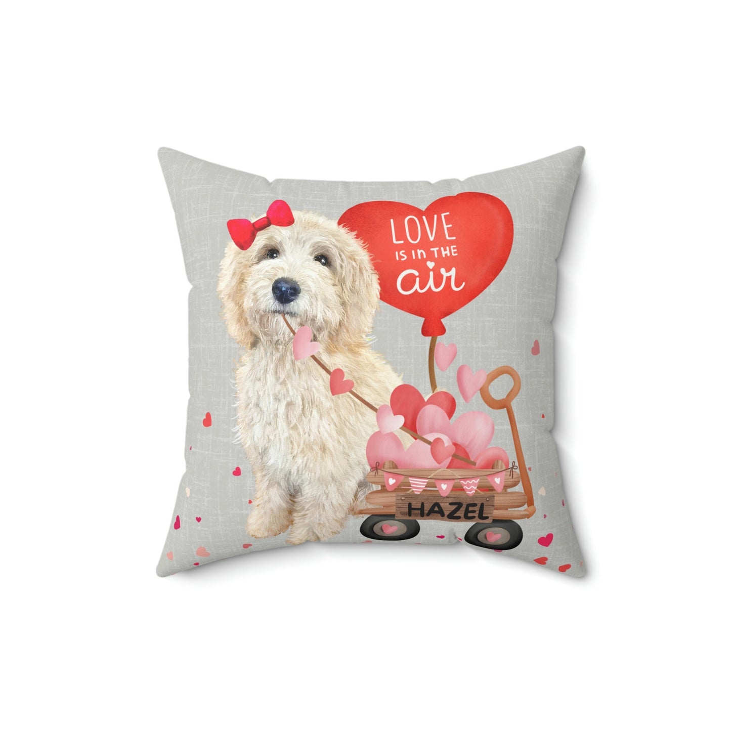 Personalized Blonde Doodle Dog (GIRL)Valentine's Day Pillow - Boutique Style Valentine Gift for Doodle Dog Mom, Pillow and Cover I