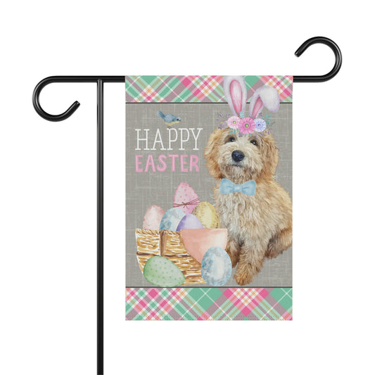 Blonde Doodle(BOY) Easter Garden Flag - Goldendoodle, Labradoodle, Etc.  Mom & Dad, Double-sided Garden Flag, Stand Not Included