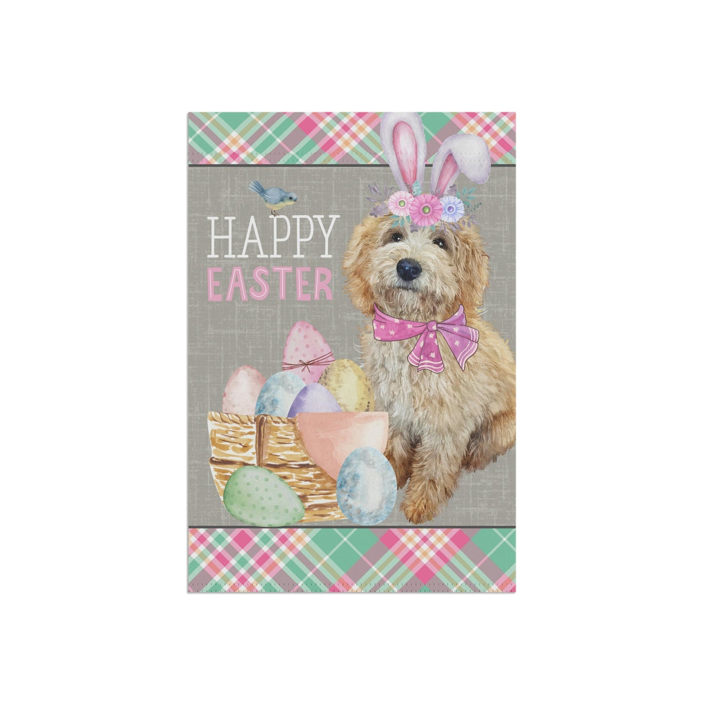 Blonde Doodle(GIRL) Easter Garden Flag - Goldendoodle, Labradoodle, Etc.  Mom & Dad, Double-sided Garden Flag, Stand Not Included