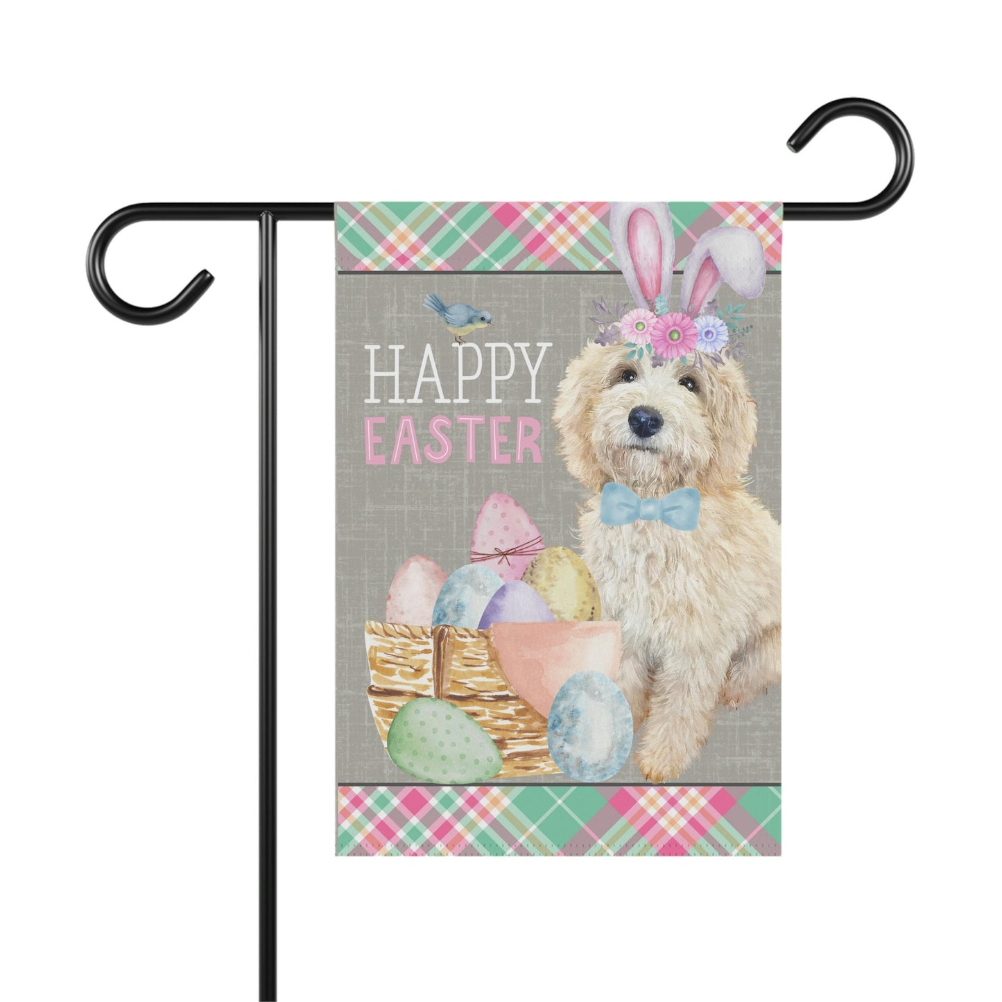 Light Blonde Doodle(BOY) Easter Garden Flag - Easter Gift for Doodle Moms & Dads, Double-sided Garden Flag, Stand Not Included