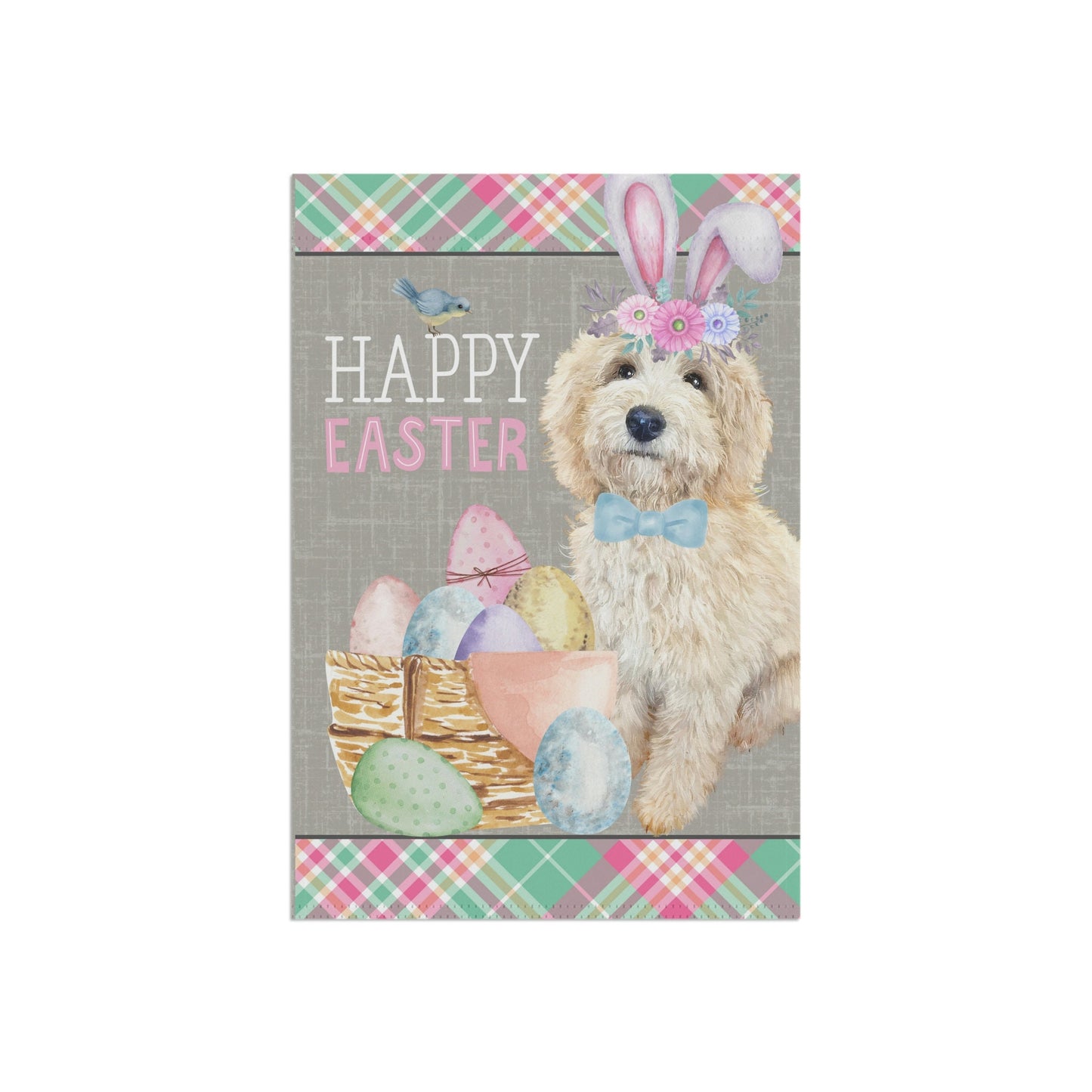 Light Blonde Doodle(BOY) Easter Garden Flag - Easter Gift for Doodle Moms & Dads, Double-sided Garden Flag, Stand Not Included