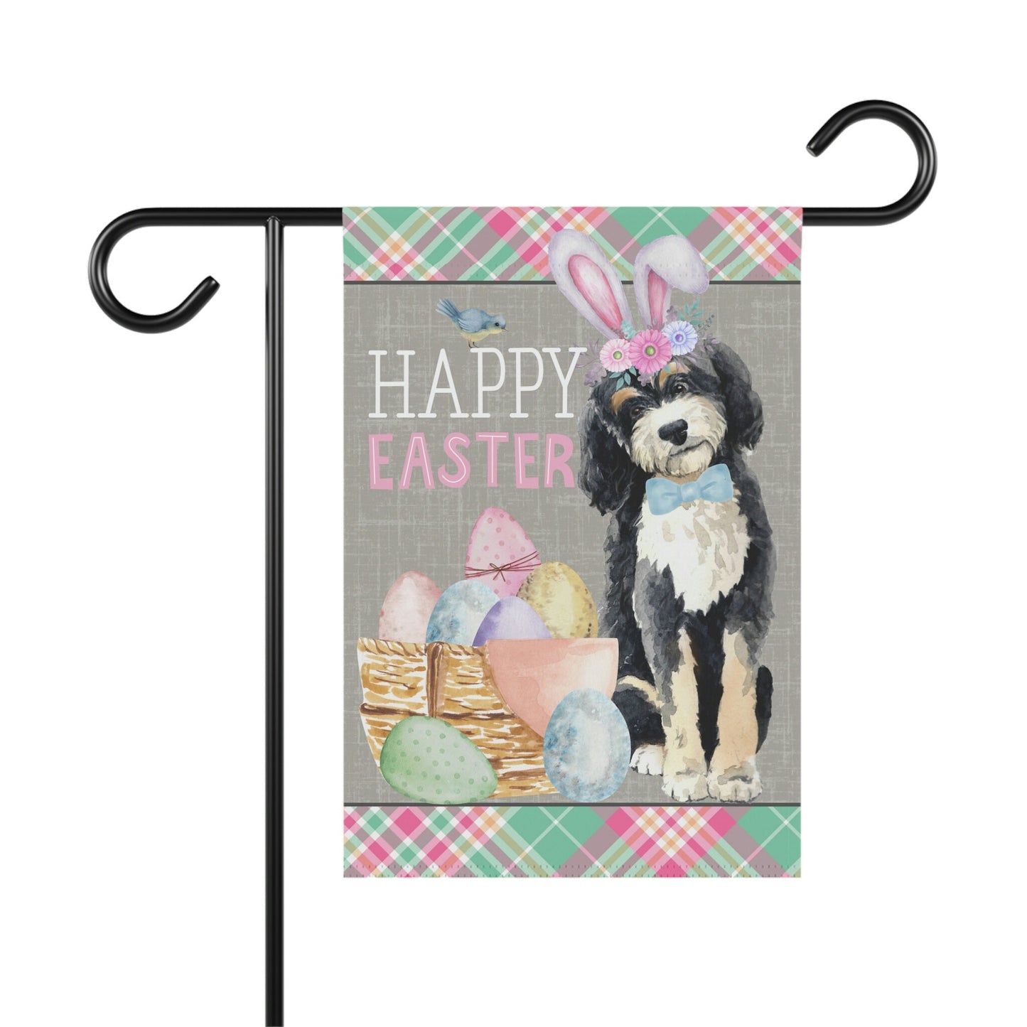 Bernedoodle(BOY) Easter Garden Flag - Fun Gift for Doodle Moms & Dads, Double-sided Garden Flag, Stand Not Included