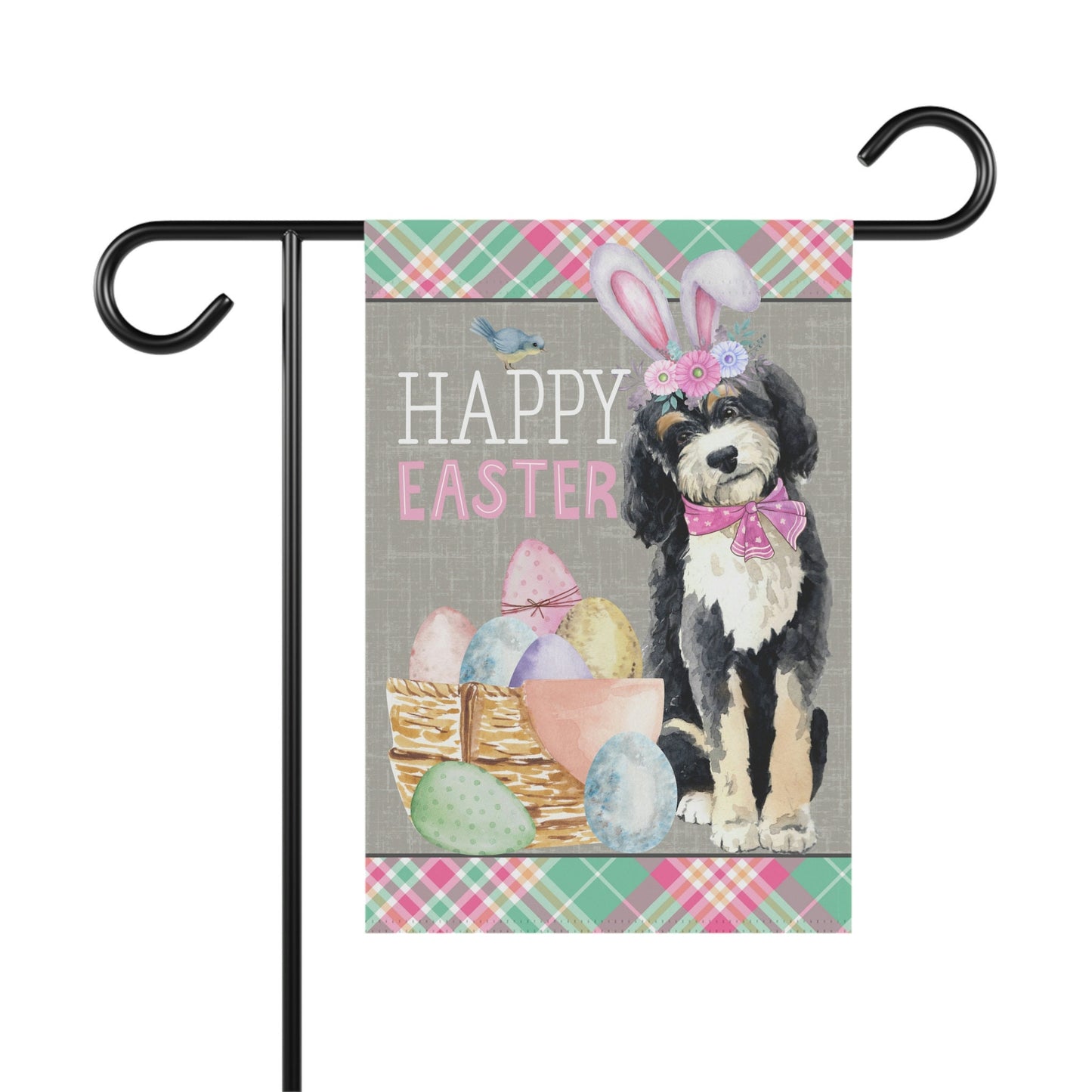 Bernedoodle(GIRL) Easter Garden Flag - Doodle Mom & Dads Easter Gift, Double-sided Garden Flag, Stand Not Included