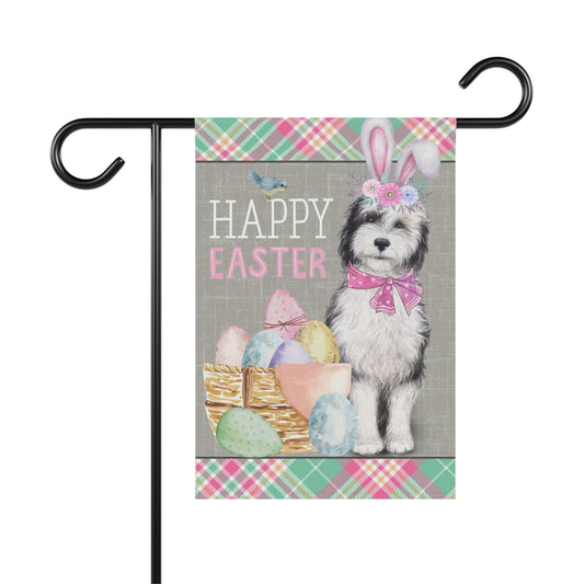 Sheepadoodle(GIRL) Easter Garden Flag - Doodle Mom & Dad Easter Gift, Double-sided Garden Flag, Stand Not Included