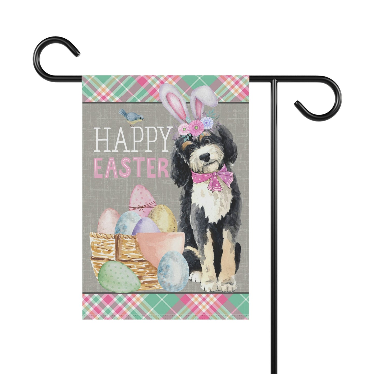 Bernedoodle(GIRL) Easter Garden Flag - Doodle Mom & Dads Easter Gift, Double-sided Garden Flag, Stand Not Included