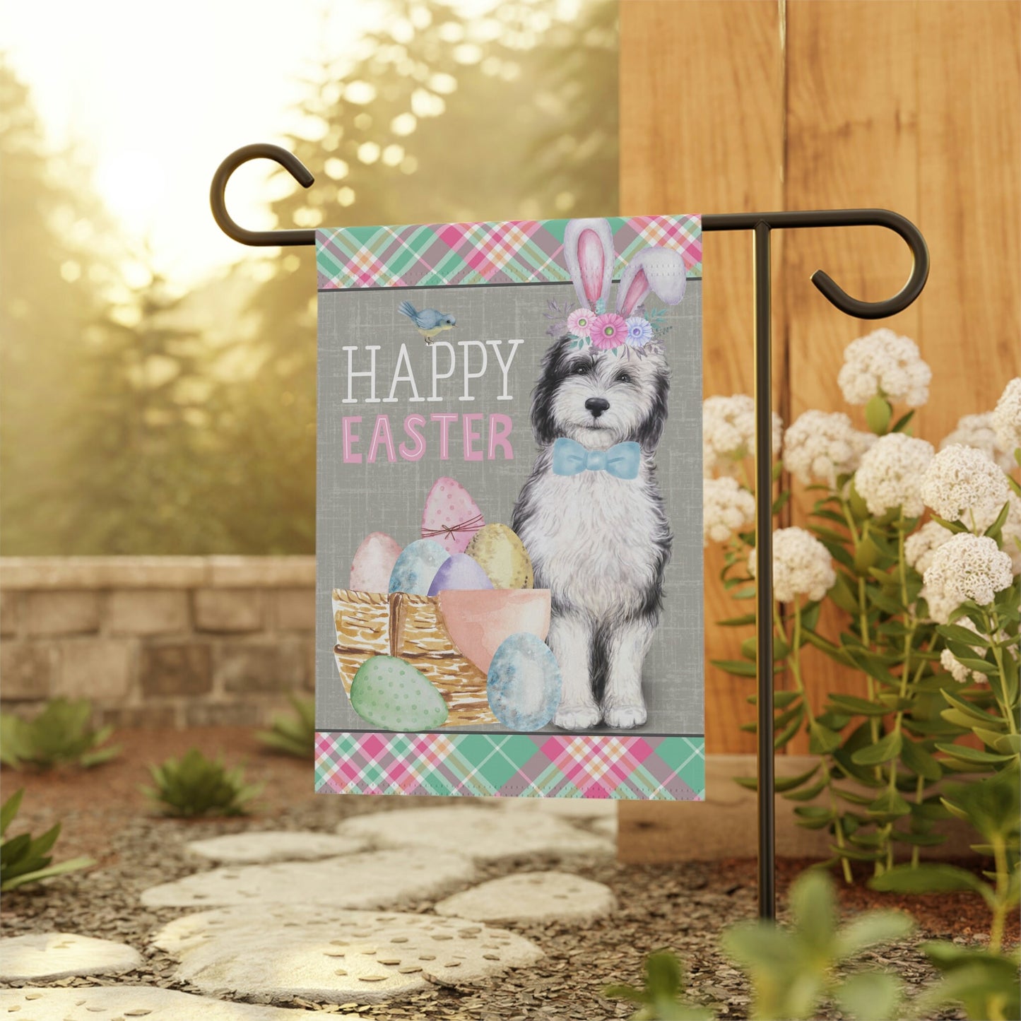 Sheepadoodle Easter Garden Flag - Gift Idea for Doodle Moms & Dads, Double-sided Garden Flag, Stand Not Included