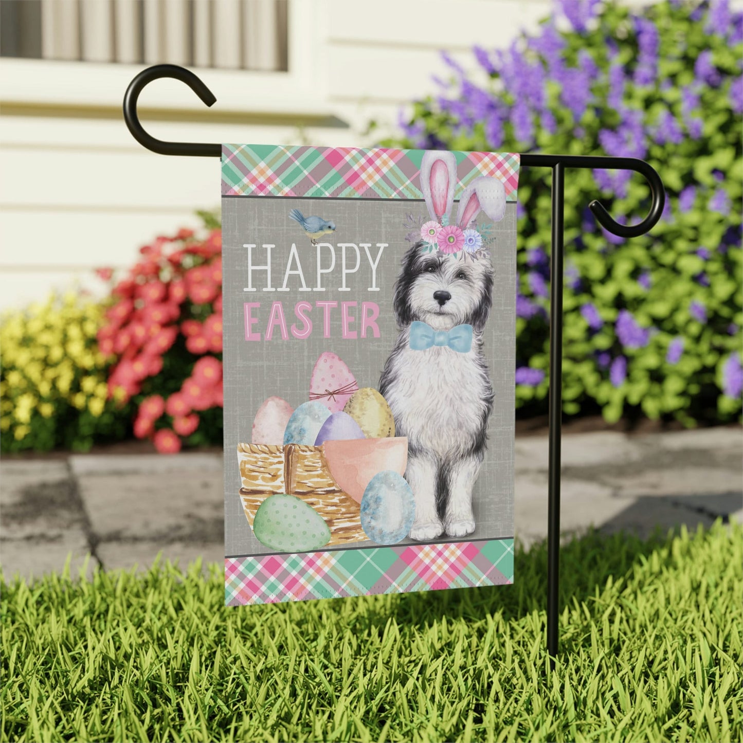 Sheepadoodle Easter Garden Flag - Gift Idea for Doodle Moms & Dads, Double-sided Garden Flag, Stand Not Included