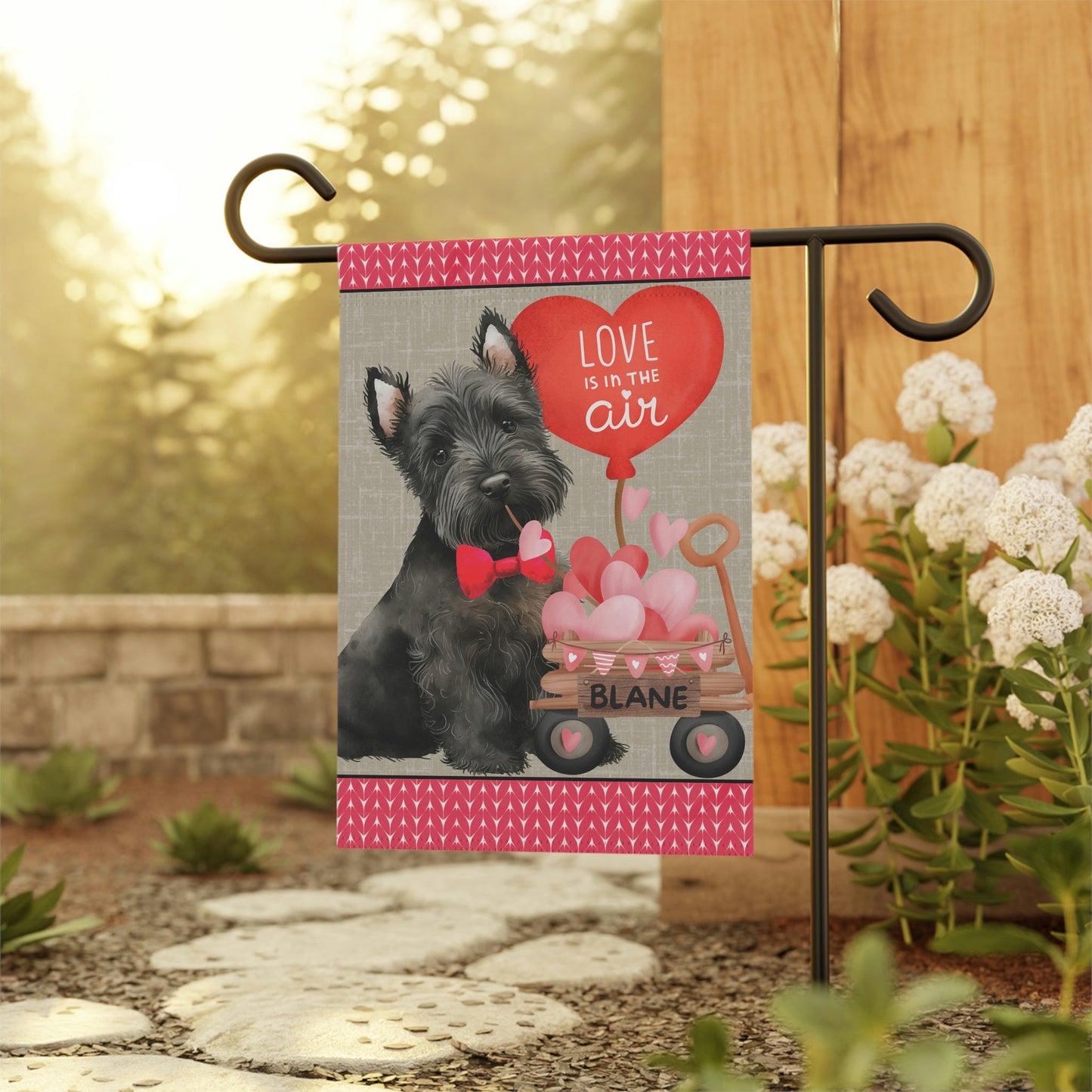 Black Scottish Terrier Dog (BOY)Valentine Garden Flag - Scottish Terrier Mom & Dad Gift, Double-sided Garden Flag, Stand Not Inlud