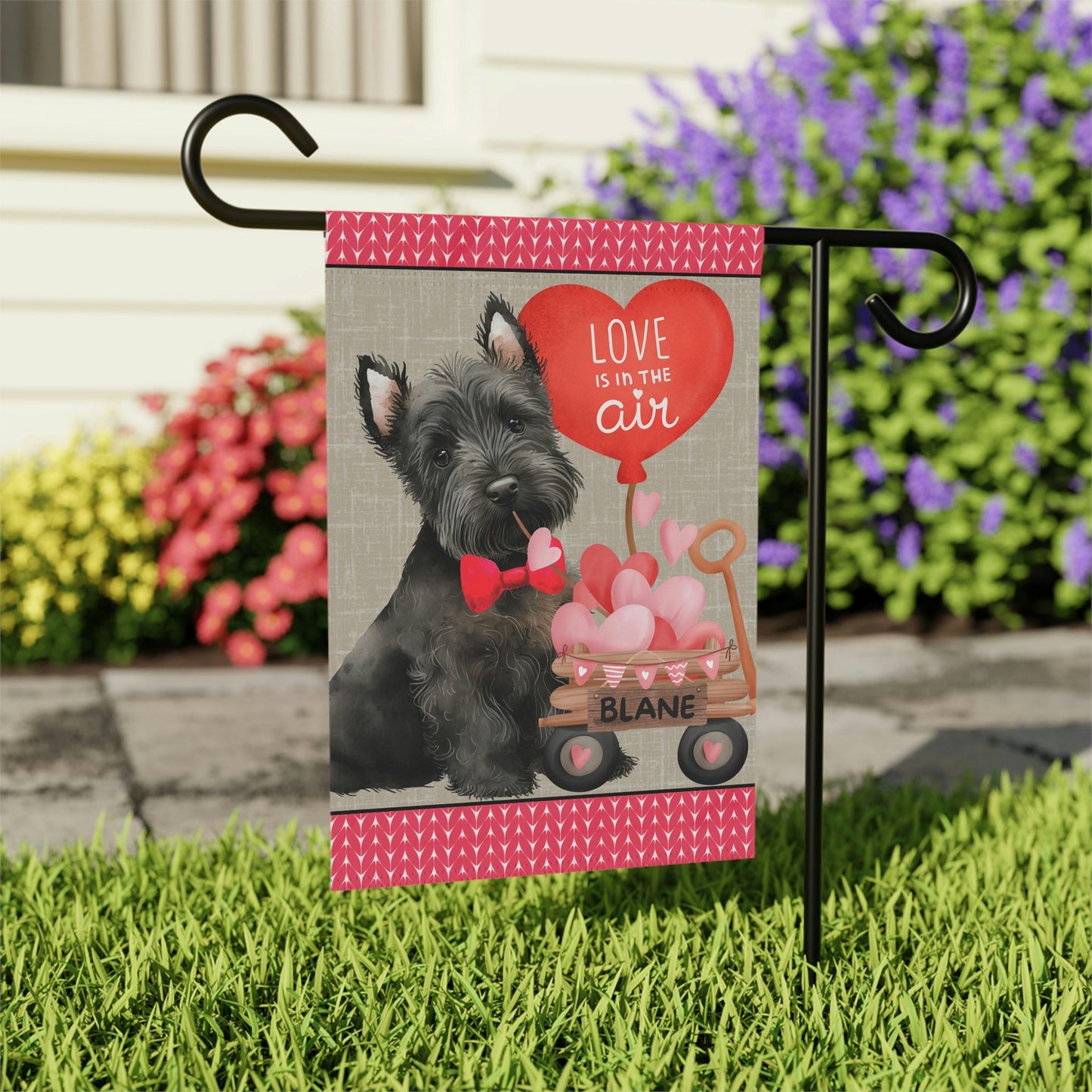 Black Scottish Terrier Dog (BOY)Valentine Garden Flag - Scottish Terrier Mom & Dad Gift, Double-sided Garden Flag, Stand Not Inlud