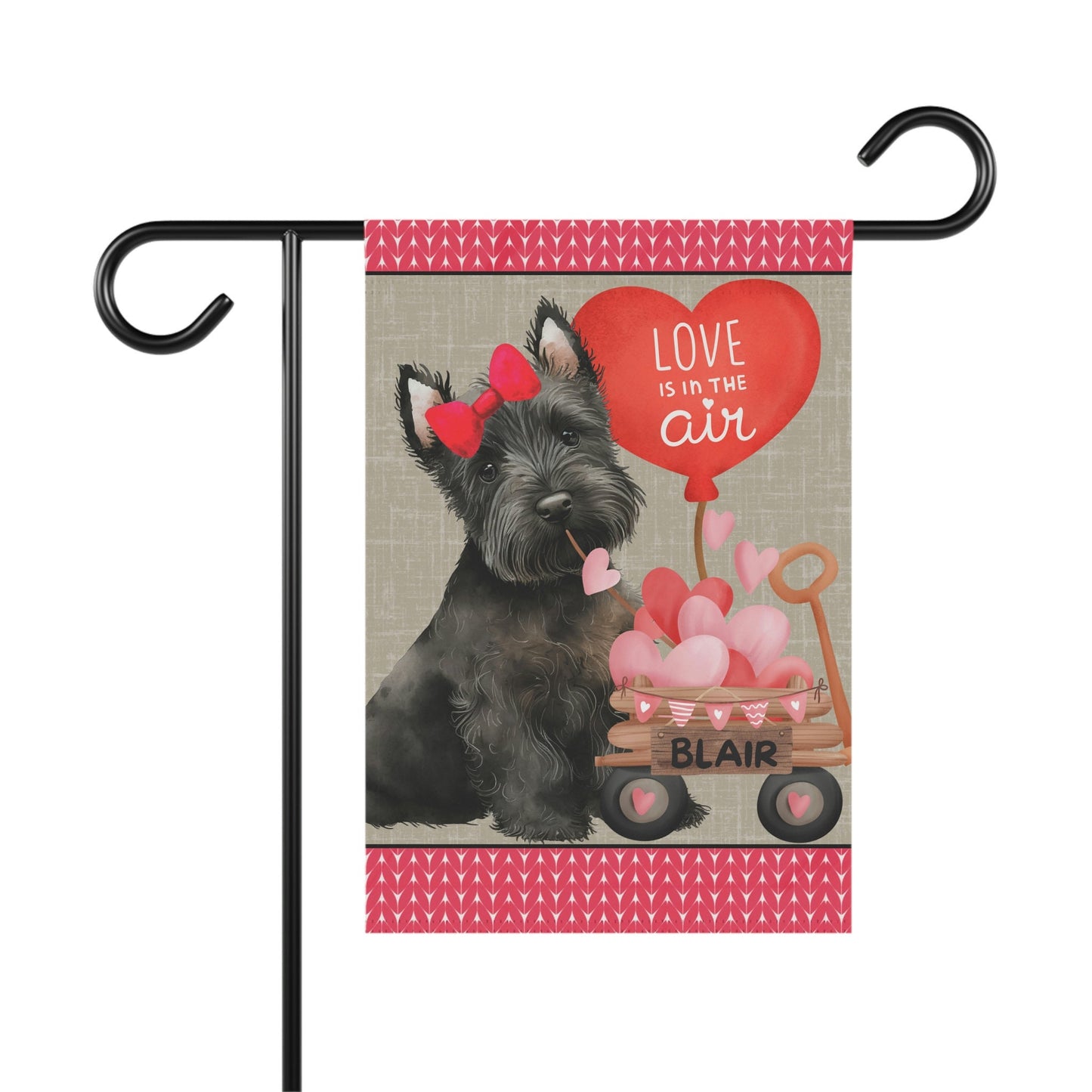 Black Scottish Terrier Dog (GIRL)Valentine Garden Flag - Scottish Terrier Mom & Dad Gift, Double-sided Garden Flag, Stand Not Inlu