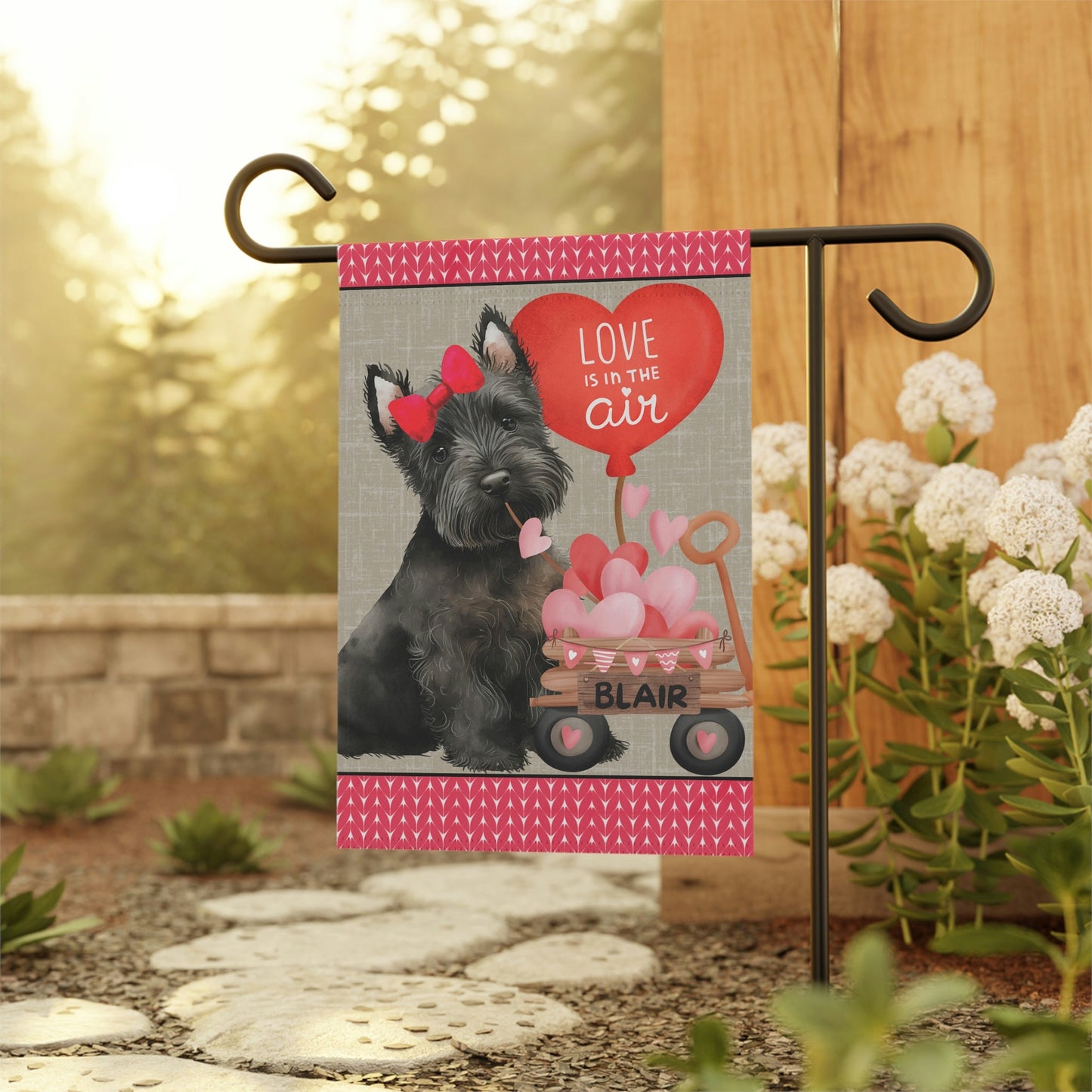 Black Scottish Terrier Dog (GIRL)Valentine Garden Flag - Scottish Terrier Mom & Dad Gift, Double-sided Garden Flag, Stand Not Inlu