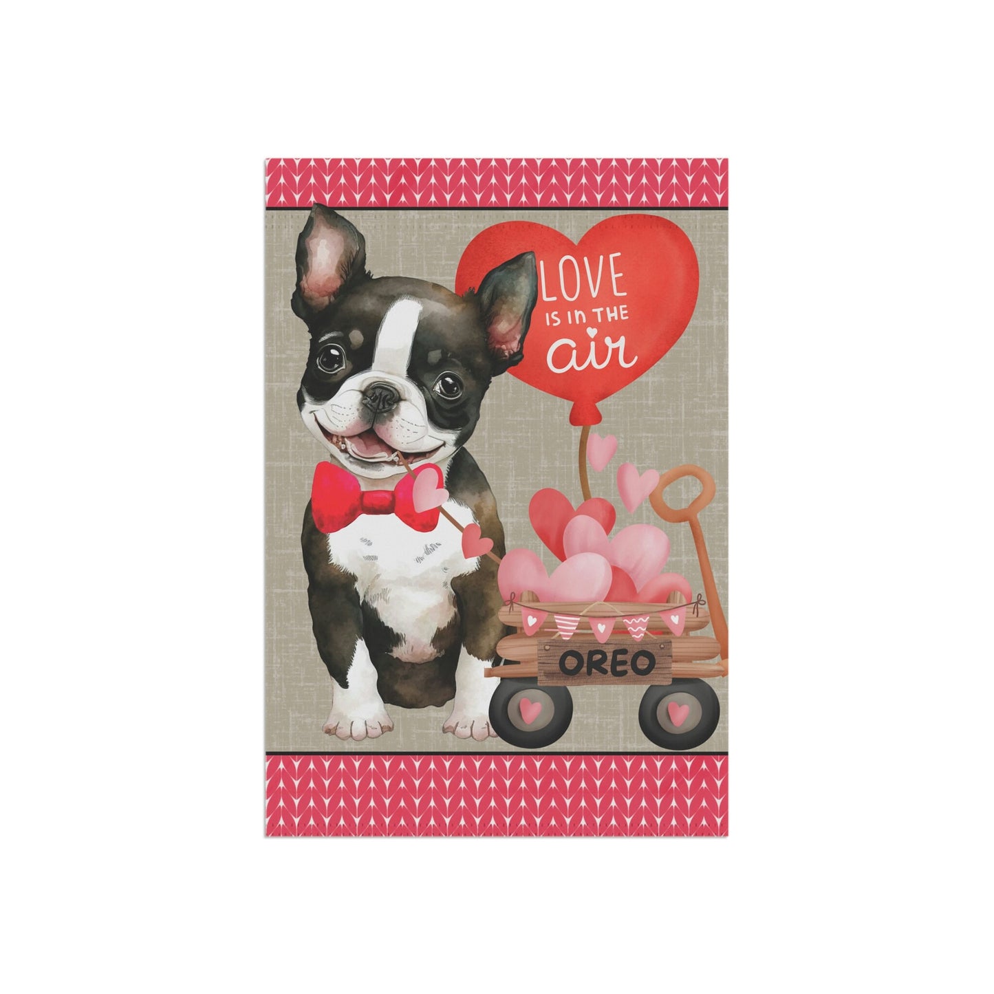 BostonTerrier Dog (BOY)Valentine Garden Flag - Boston Terrier Mom & Dad Gift, Double-sided Garden Flag, Stand Not Inluded