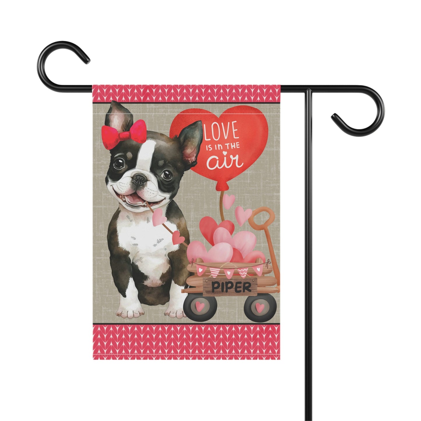 BostonTerrier Dog (GIRL)Valentine Garden Flag - Boston Terrier Mom & Dad Gift, Double-sided Garden Flag, Stand Not Inluded