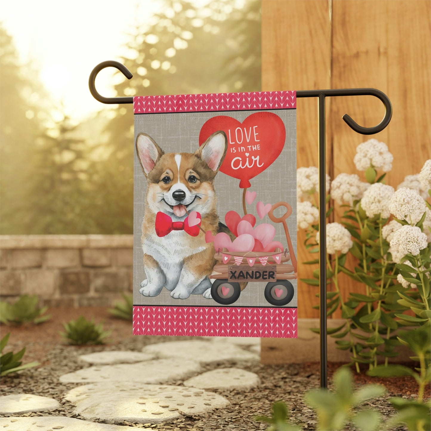 Corgi Dog (boy) Valentine Garden Flag - Corgi Mom & Dad Gift, Double-sided Garden Flag, Stand Not Inluded