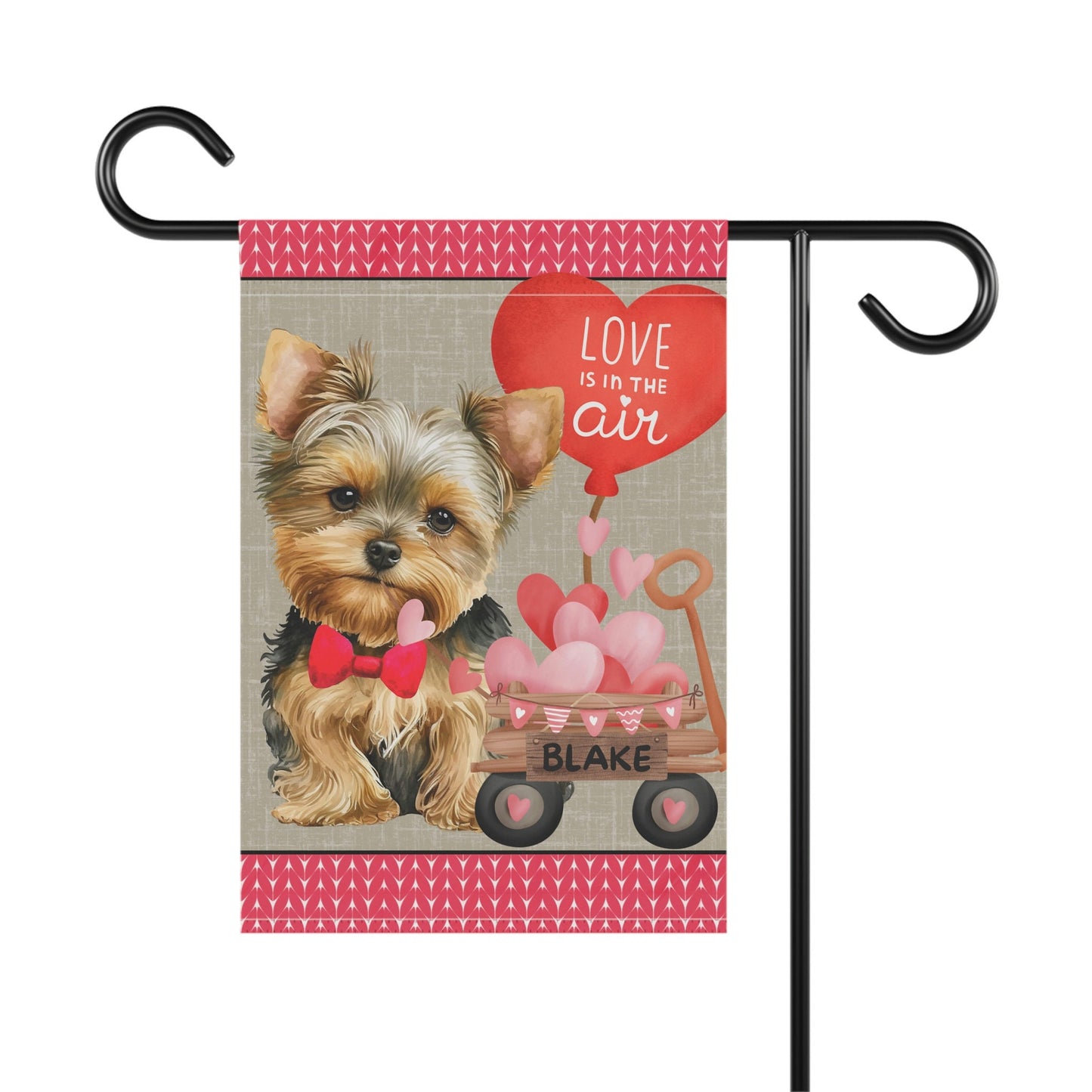 Yorkie Dog (BOY)Valentine Garden Flag - Yorkie Mom & Dad Gift, Yorkshire Terrier Double-sided Garden Flag, Stand Not Inluded