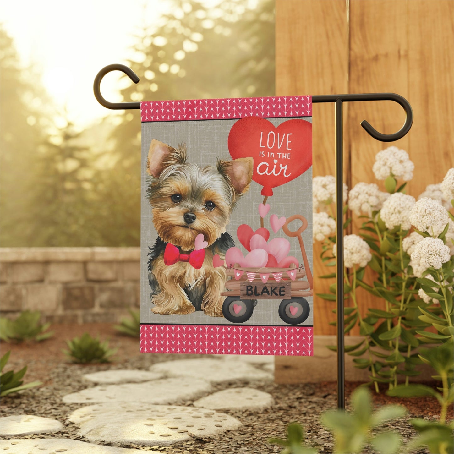 Yorkie Dog (BOY)Valentine Garden Flag - Yorkie Mom & Dad Gift, Yorkshire Terrier Double-sided Garden Flag, Stand Not Inluded